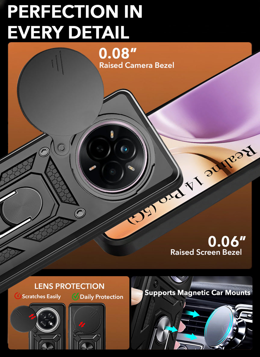For Realme 14 Pro Back Cover Case (Hybrid Dual Armor Polycarbonate)