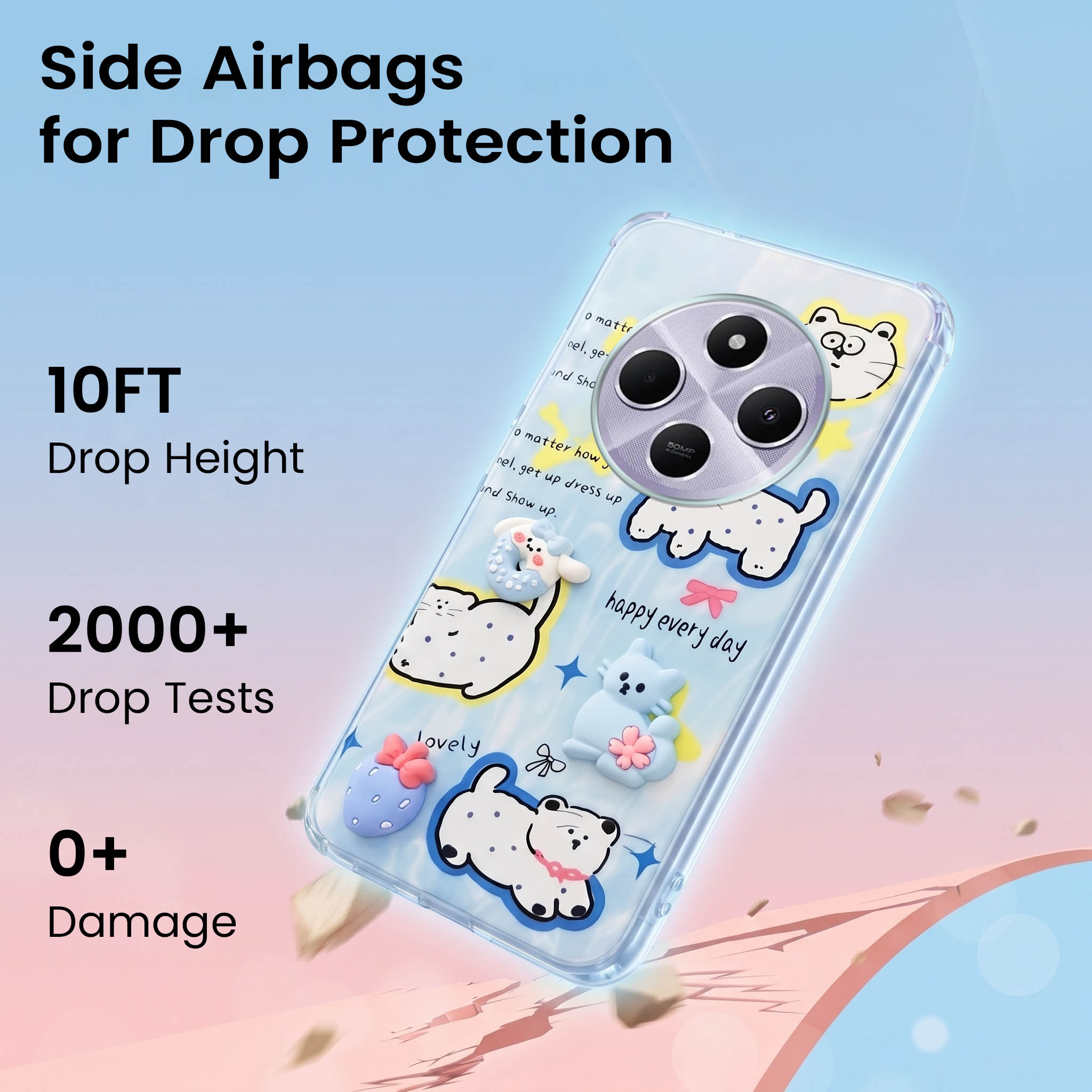 For Redmi A4 5G | Xiaomi Redmi 14C Back Cover Case (3D Cute Cartoons | Hard Back Side Soft | Matte Premium Finish | HD Printing)