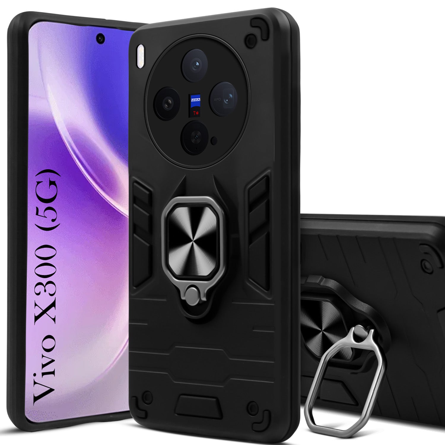 For Vivo X300 5G Back Cover Case Hybrid Armor (Shockproof Dual Layer Polycarbonate |Ring Holder Kickstand)