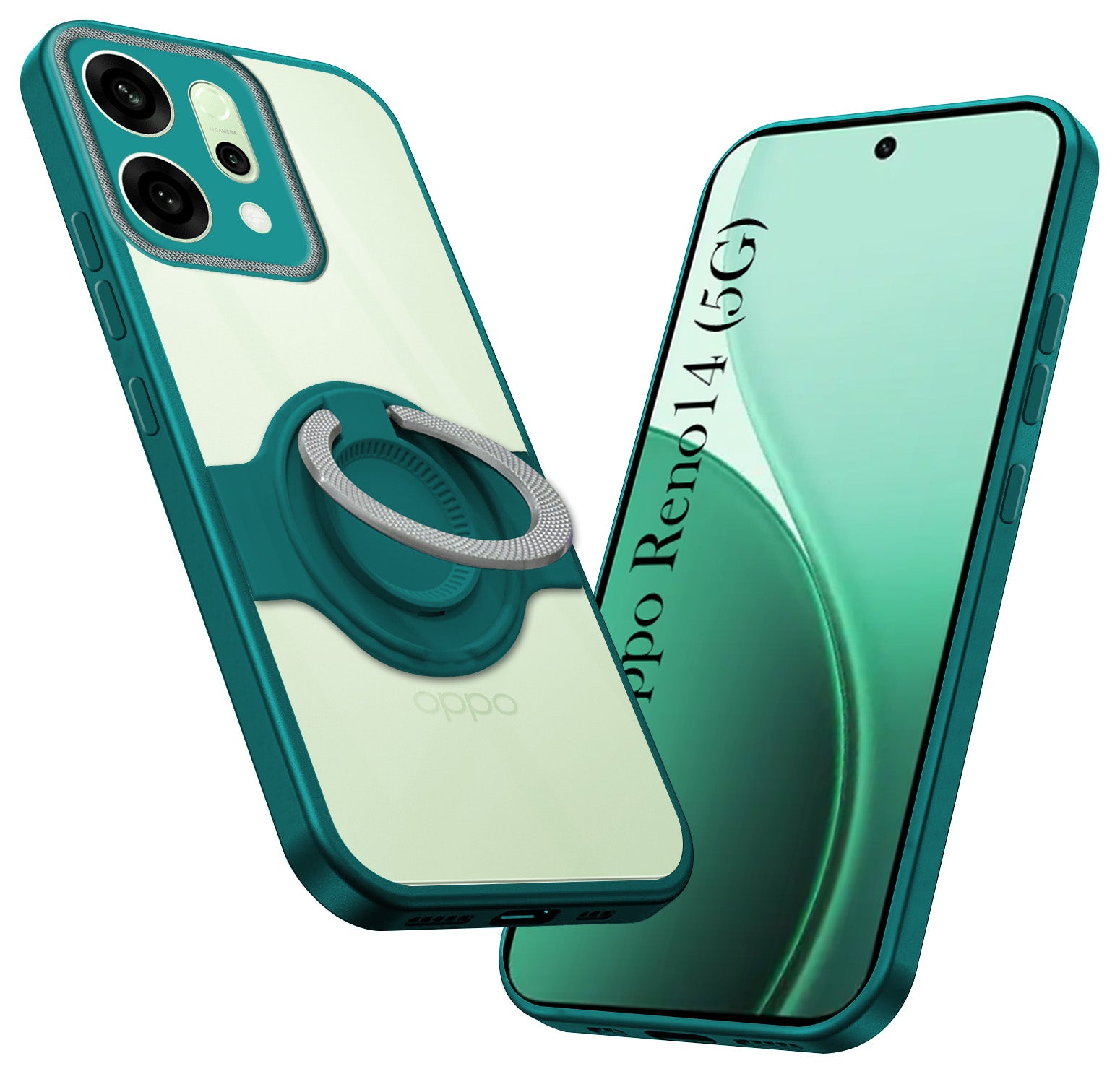 For Oppo Reno14 5G | Oppo Reno 14 5G Back Cover Case with stand (Built-in Ring Holder Kickstand | Lifetime Anti Yellow | Camera Protection)