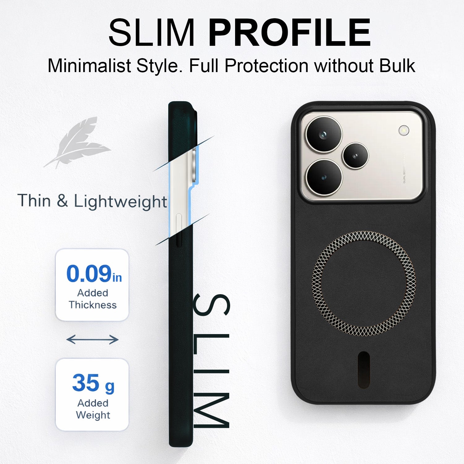 For Realme P4 Pro Back Cover Case Leather Finish (MagSafe Compatible Wireless Charging | Soft Touch | Camera Bump Protection)