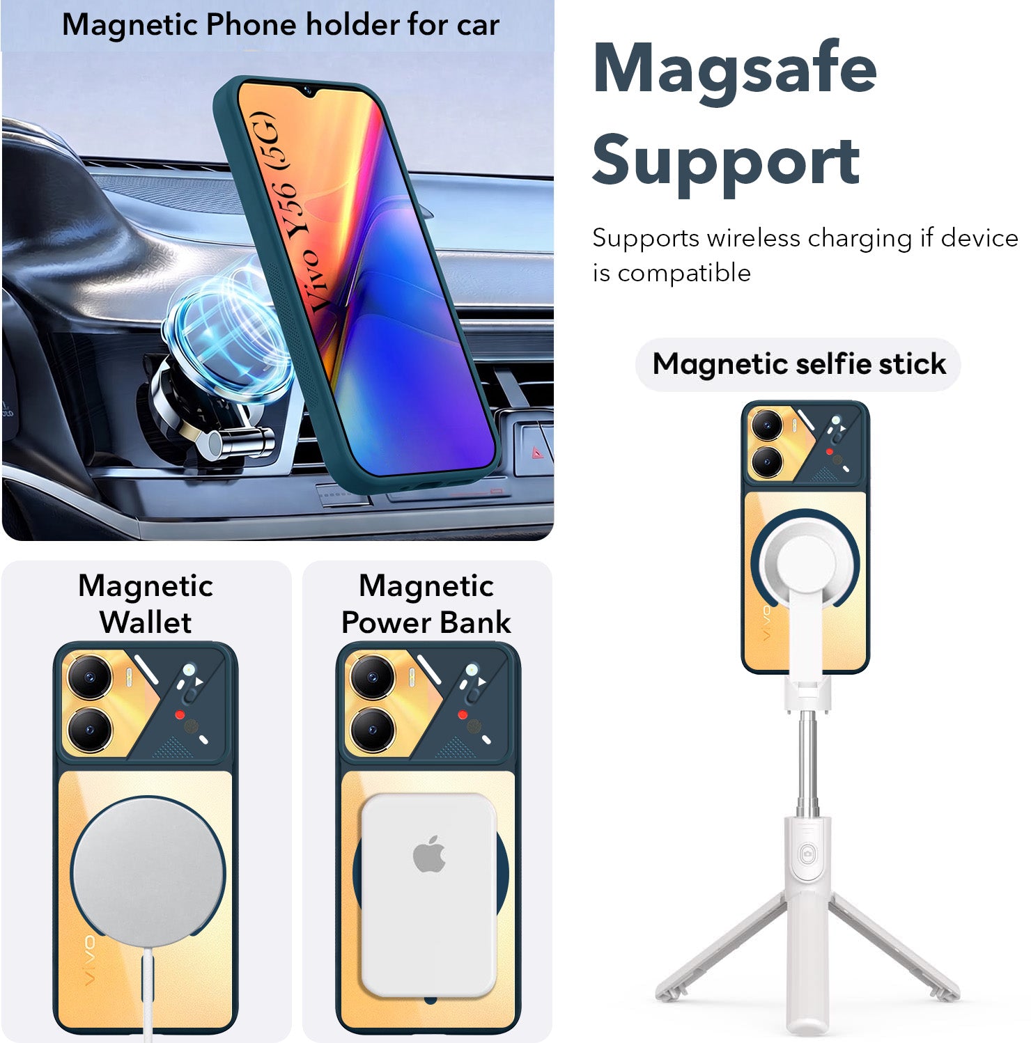 For Vivo Y56 5G Back Cover Case Lifetime Anti-Yellow Clear (Camera Protection | Side Grip | Wireless MagSafe Compatible)