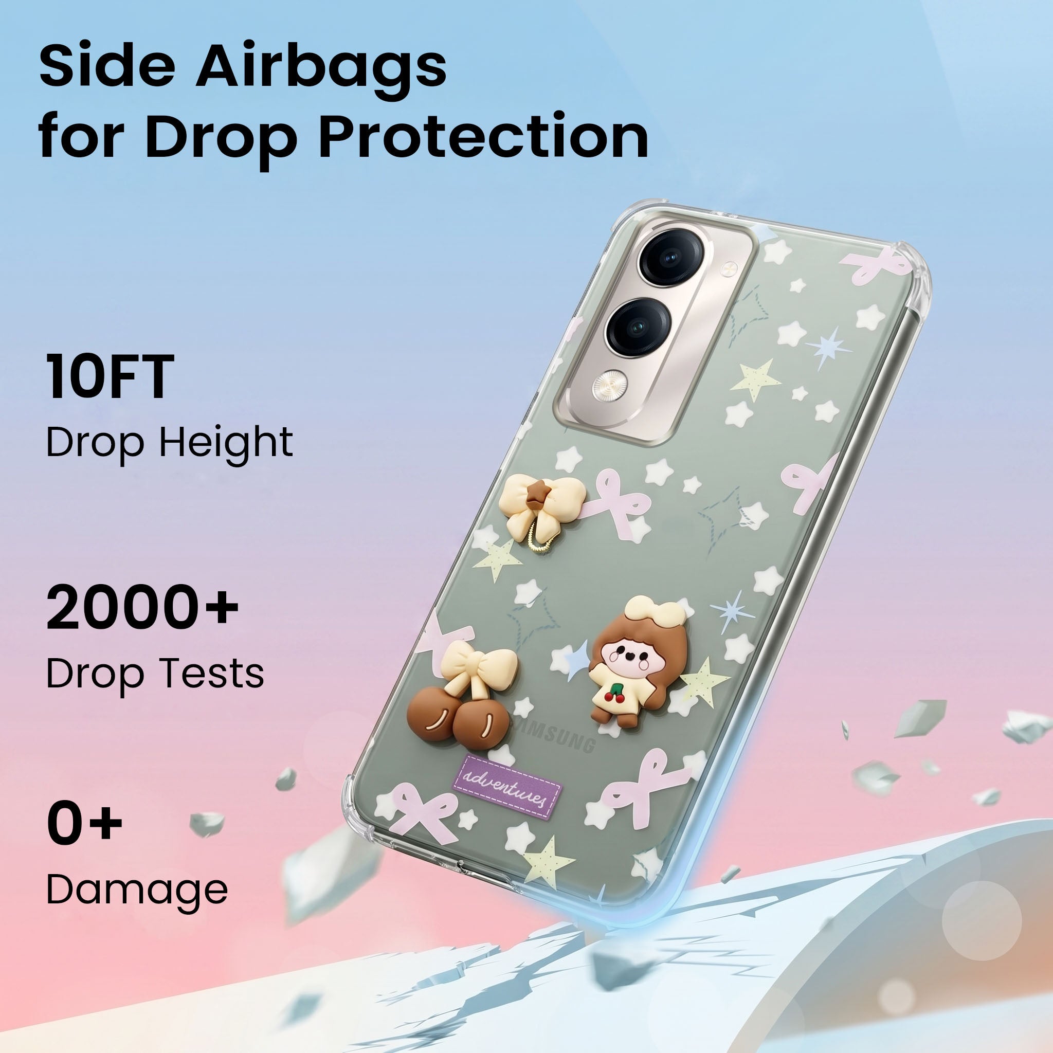 For Vivo Y19 | Vivo Y19e | Vivo T4 Lite Back Cover Case (3D Cute Cartoons | Hard Back Side Soft | Matte Premium Finish | HD Printing)