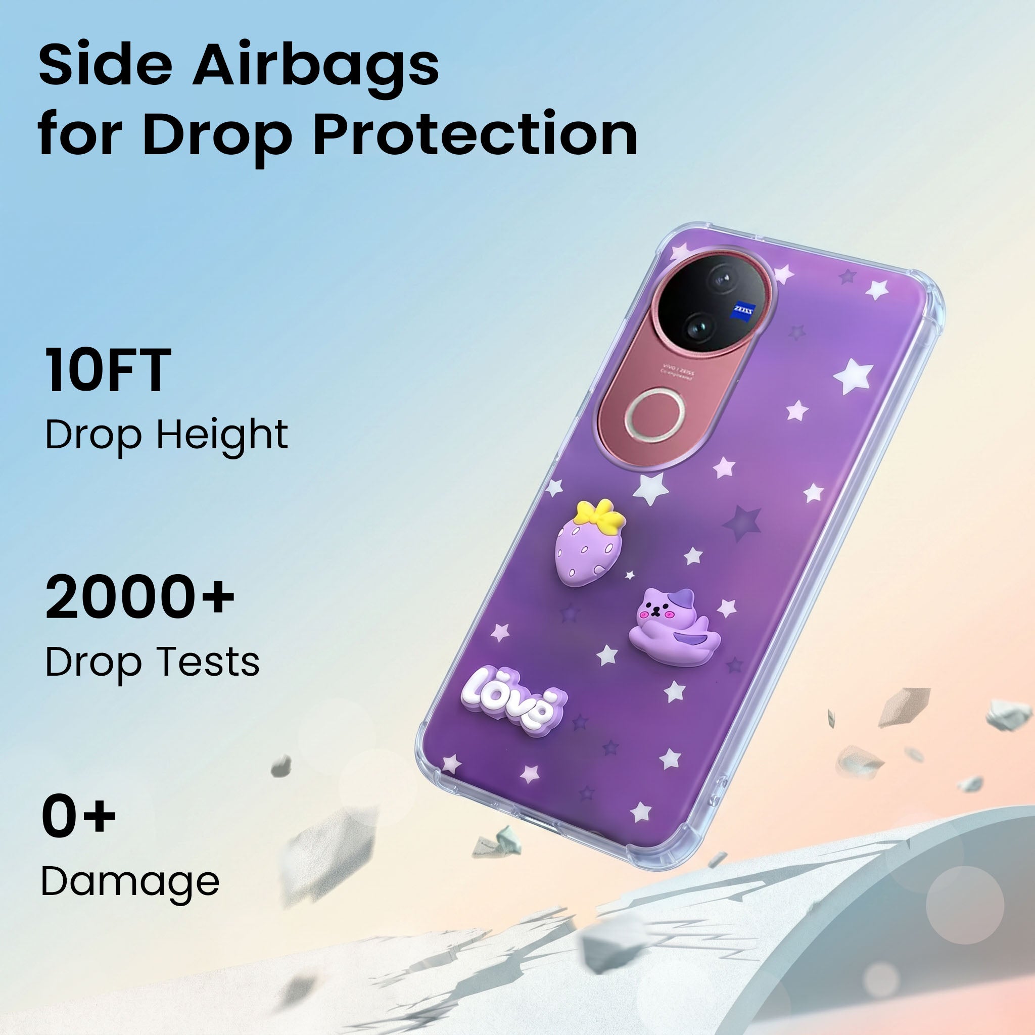 For Vivo V50 | Vivo V50e Back Cover Case (3D Cute Cartoons | Hard Back Side Soft | Matte Premium Finish | HD Printing)