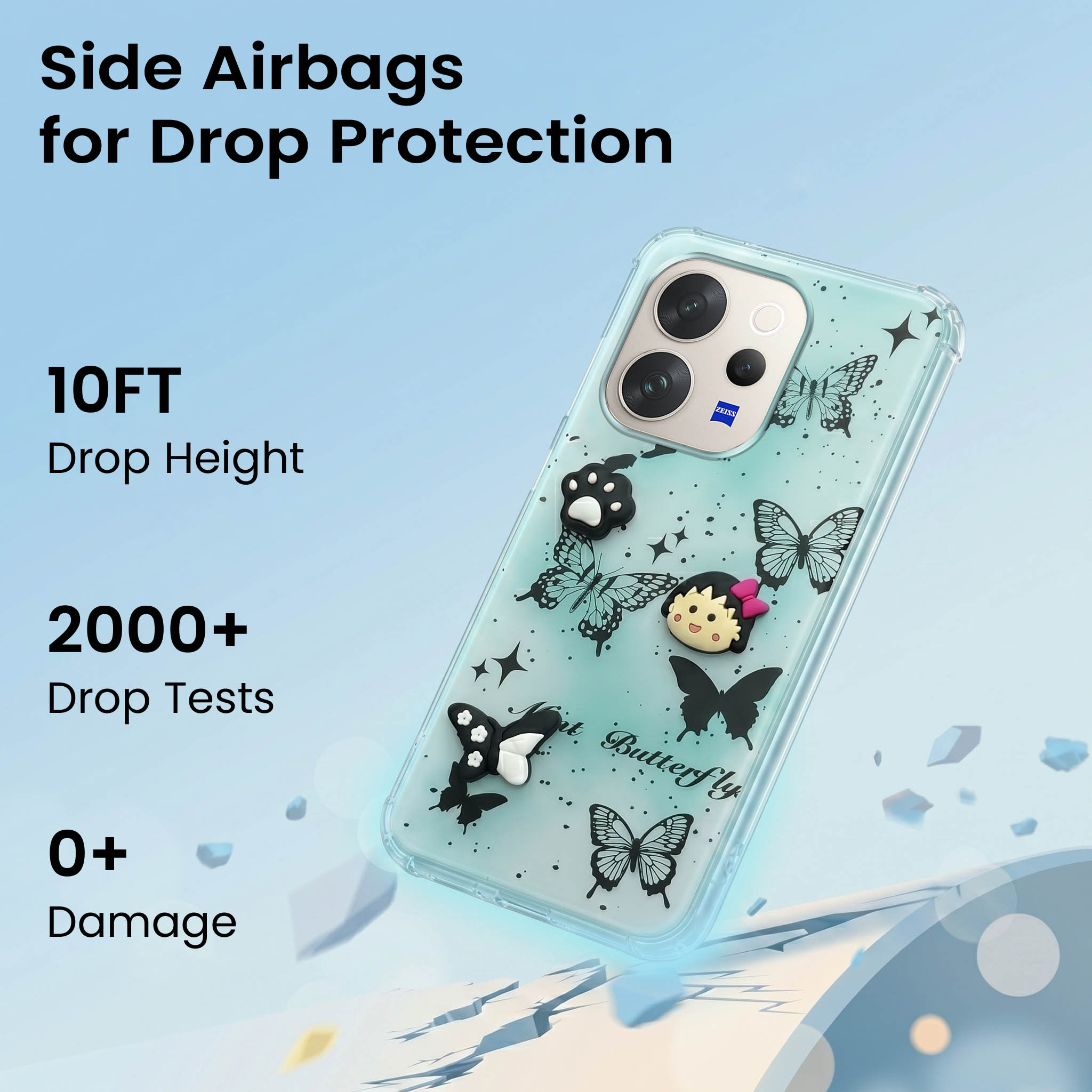 For Vivo V70 | Vivo V70 Elite 5G Back Cover Case (3D Cute Cartoons | Hard Back Side Soft | Matte Premium Finish | HD Printing)