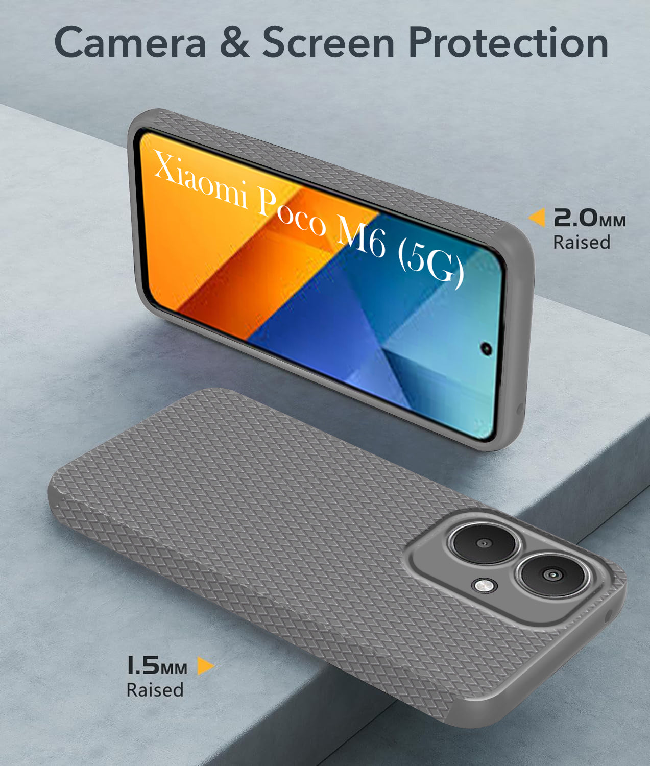 For Poco M6 5G Back Cover Case (Liquid Silicone | Side Grip | Camera Protection)
