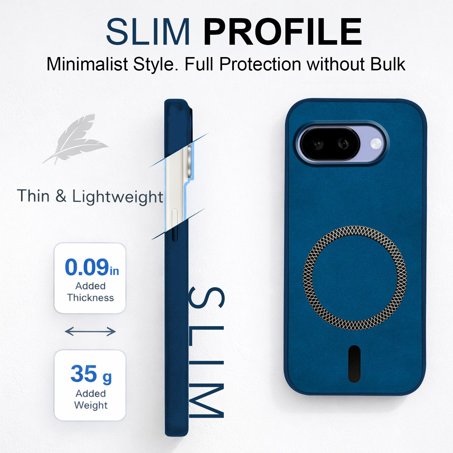 For Google Pixel 9A Back Cover Case Leather Finish (MagSafe Compatible Wireless Charging | Soft Touch | Camera Bump Protection)