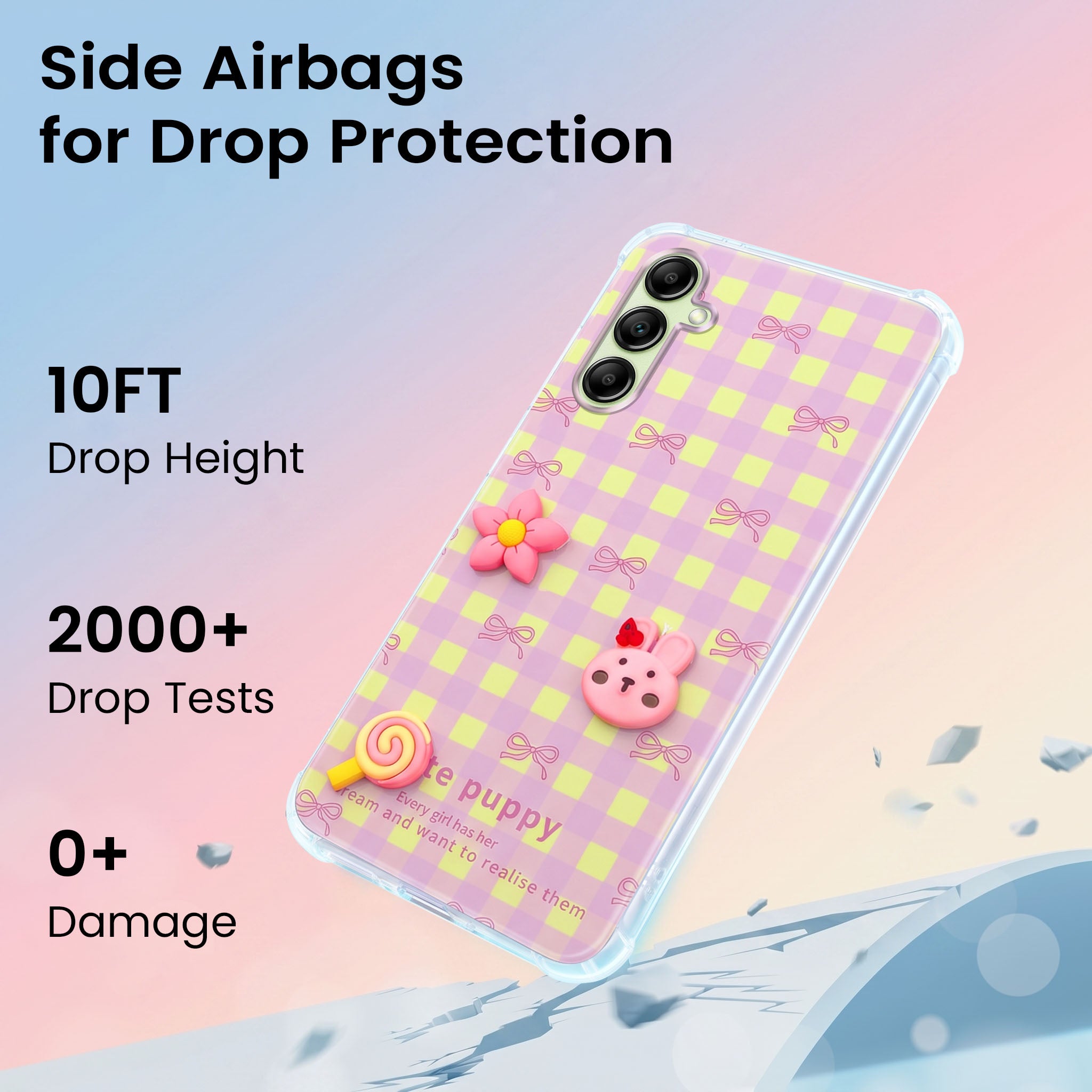 For Samsung Galaxy A14 4G | 5G Back Cover Case (3D Cute Cartoons | Hard Back Side Soft | Matte Premium Finish | HD Printing)