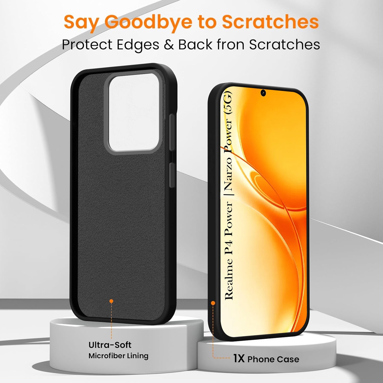 For Realme P4 Power 5G | Realme Narzo Power Back Cover Case Rubberised (Textured Grip Design | Micro-Fiber Cloth Inside | Slim and Light Weight | Soft Touch and Feel)