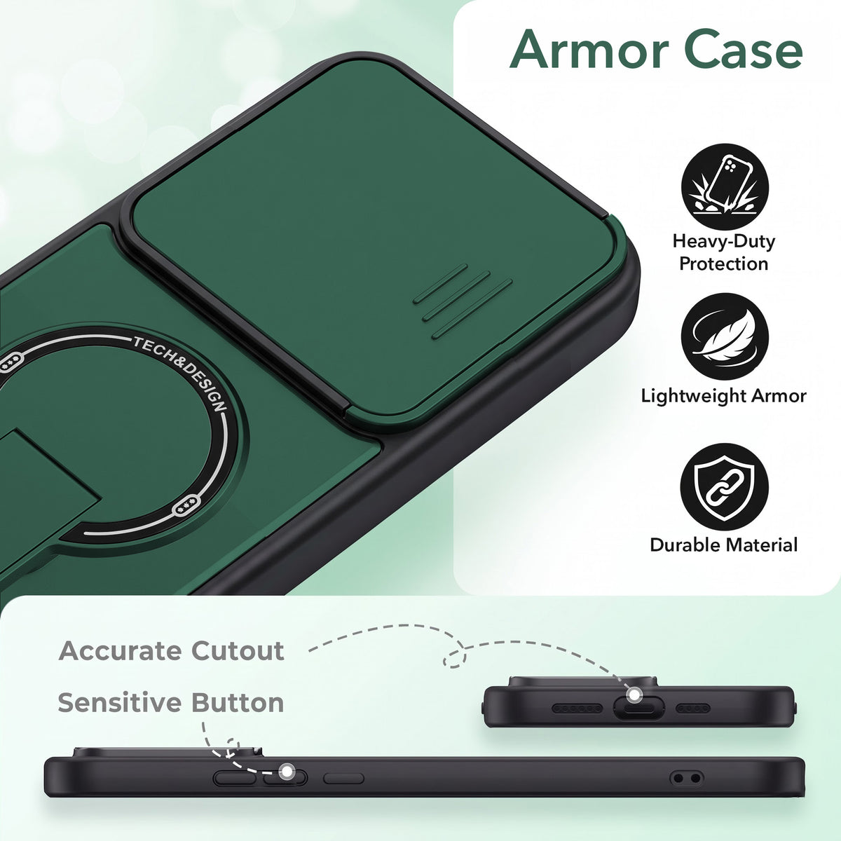 For Vivo T4R Back Case Cover Metallic (Hybrid Armor Kickstand | Sliding Shutter Camera Protection | MagSafe Compatible)