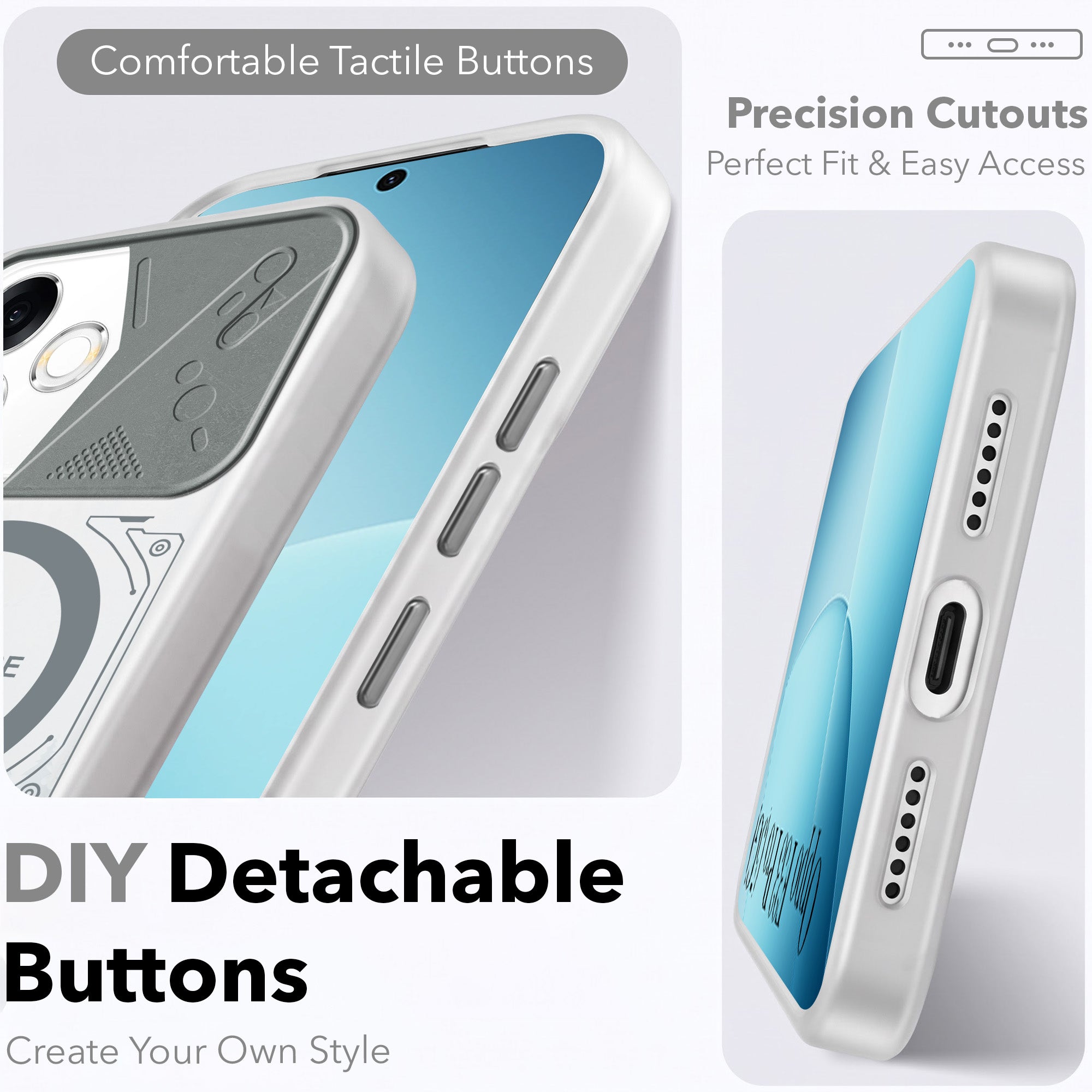 For Oppo F33 Pro 5G Metallic Back Cover Case (Metallic Camera Protection & Buttons | Translucent Milky Shade | Hard Polycarbonate)