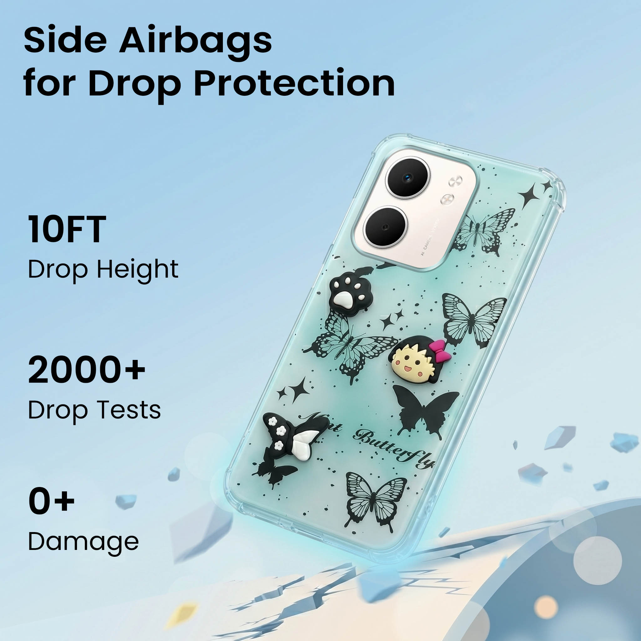 For Oppo A5X Back Cover Case (3D Cute Cartoons | Hard Back Side Soft | Matte Premium Finish | HD Printing)