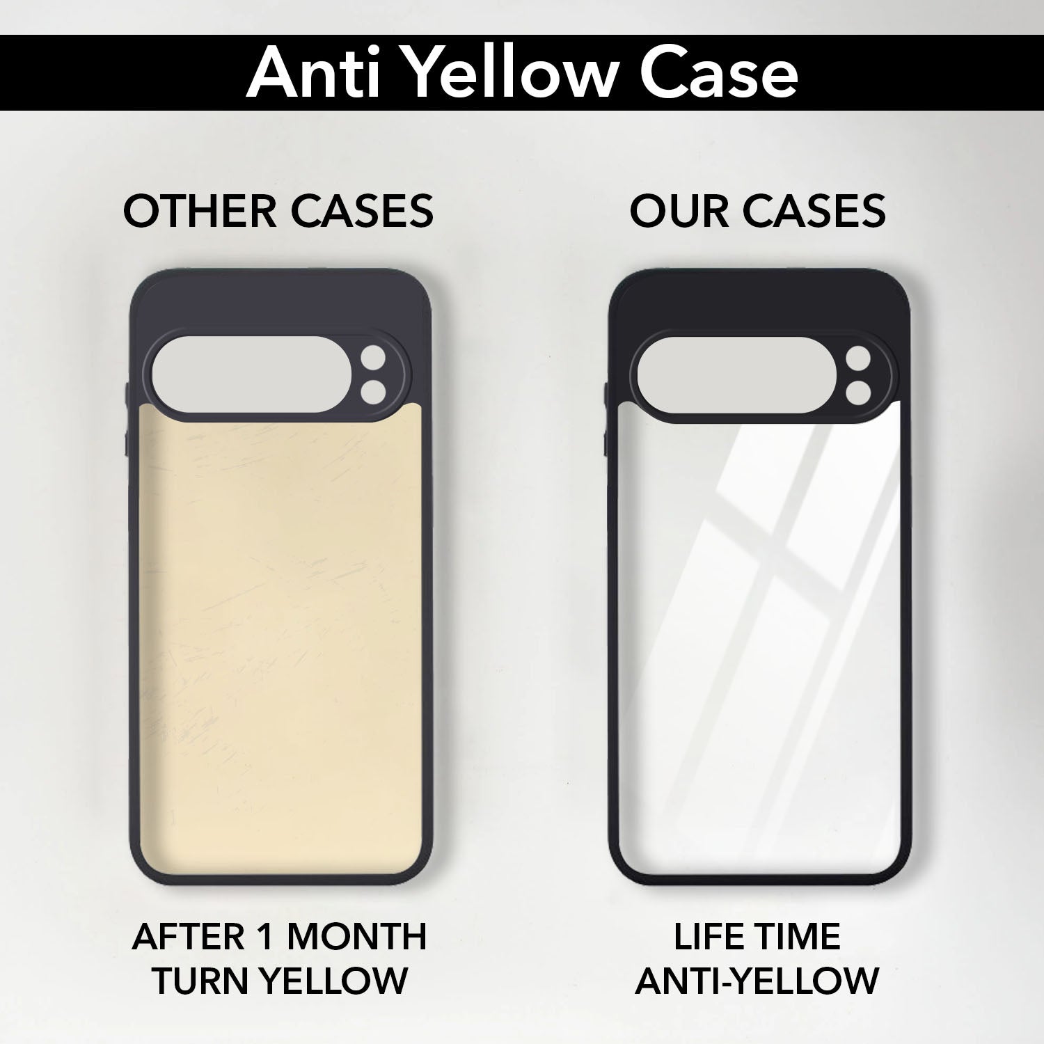 For Google Pixel 9 Pro Combo with Back Cover and 9H Tempered Glass (Lifetime Anti-Yellow | Crystal Clear Shockproof | Oleophobic Coating Screen Glass)
