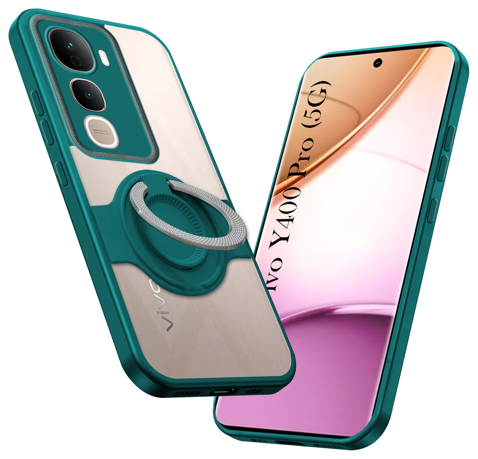 For Vivo Y400 Pro Back Cover Case with stand (Built-in Ring Holder Kickstand | Lifetime Anti Yellow | Camera Protection)