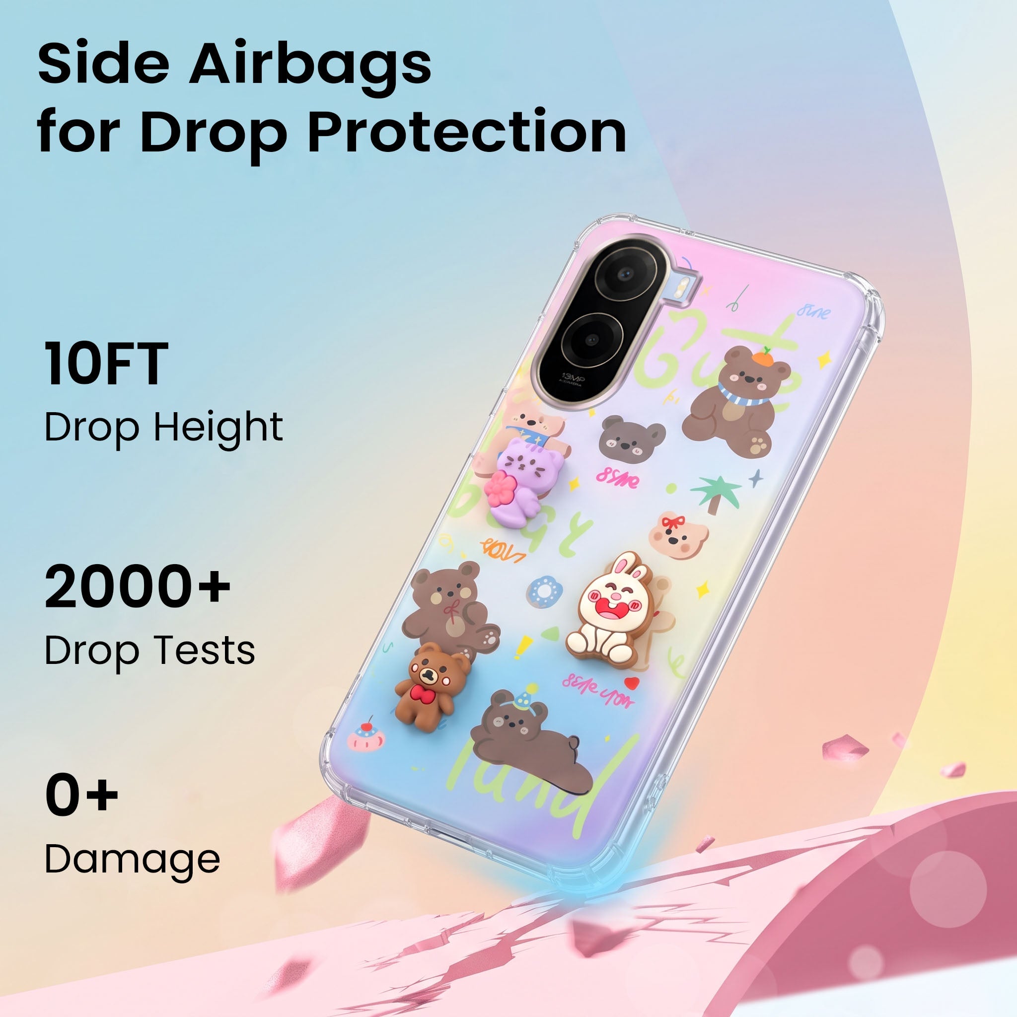 For Poco C81 5G Back Cover Case (3D Cute Cartoons | Hard Back Side Soft | Matte Premium Finish | HD Printing)