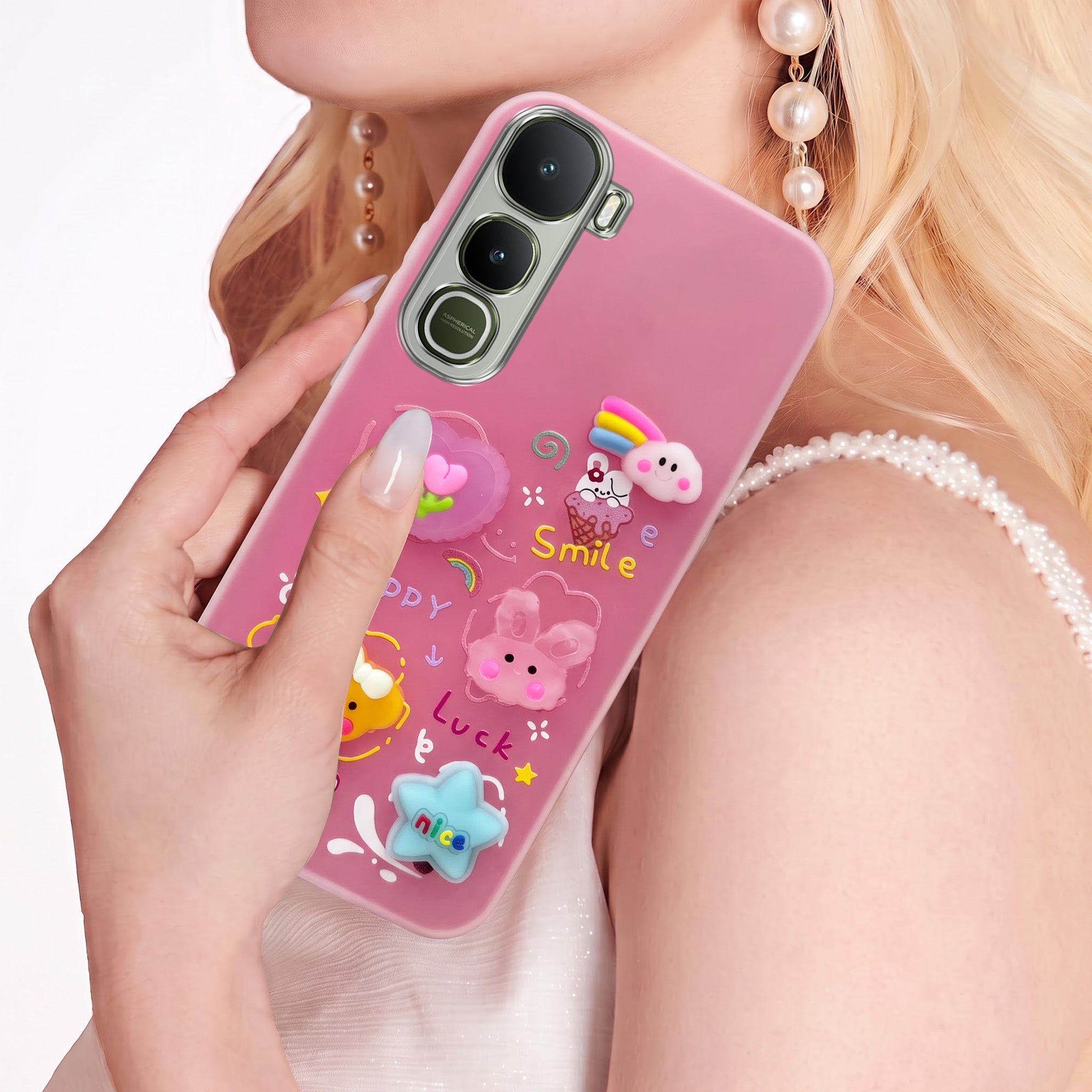 For Vivo Y400 Back Cover Case (3D Cute Cartoons | Hard Back Side Soft | Matte Premium Finish | HD Printing)