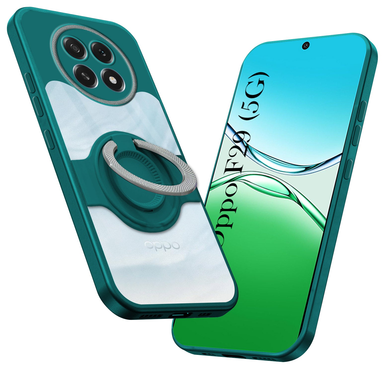 For Oppo F29 Back Cover Case with stand (Built-in Ring Holder Kickstand | Lifetime Anti Yellow | Camera Protection)