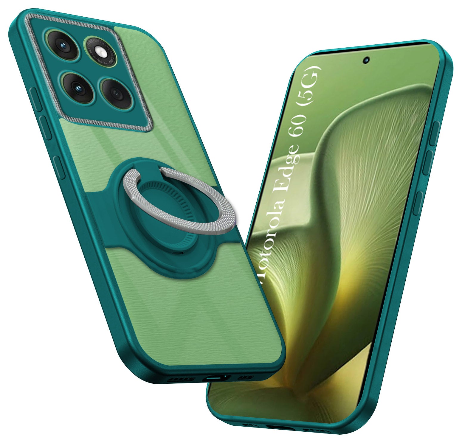 For Motorola Moto Edge 60 Back Cover Case with stand (Built-in Ring Holder Kickstand | Lifetime Anti Yellow | Camera Protection)