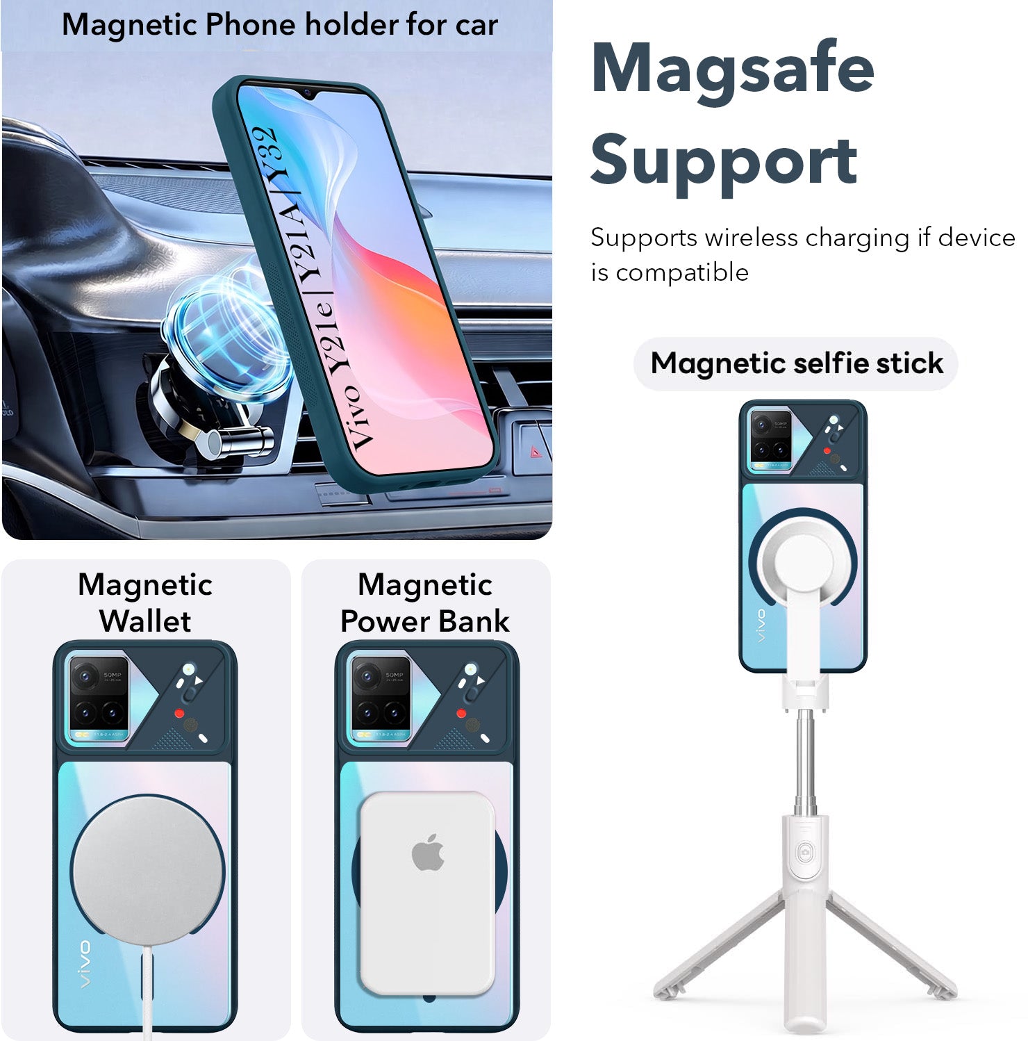For Vivo Y21e | Vivo Y21A | Vivo Y32 Back Cover Case Lifetime Anti-Yellow Clear (Camera Protection | Side Grip | Wireless MagSafe Compatible)