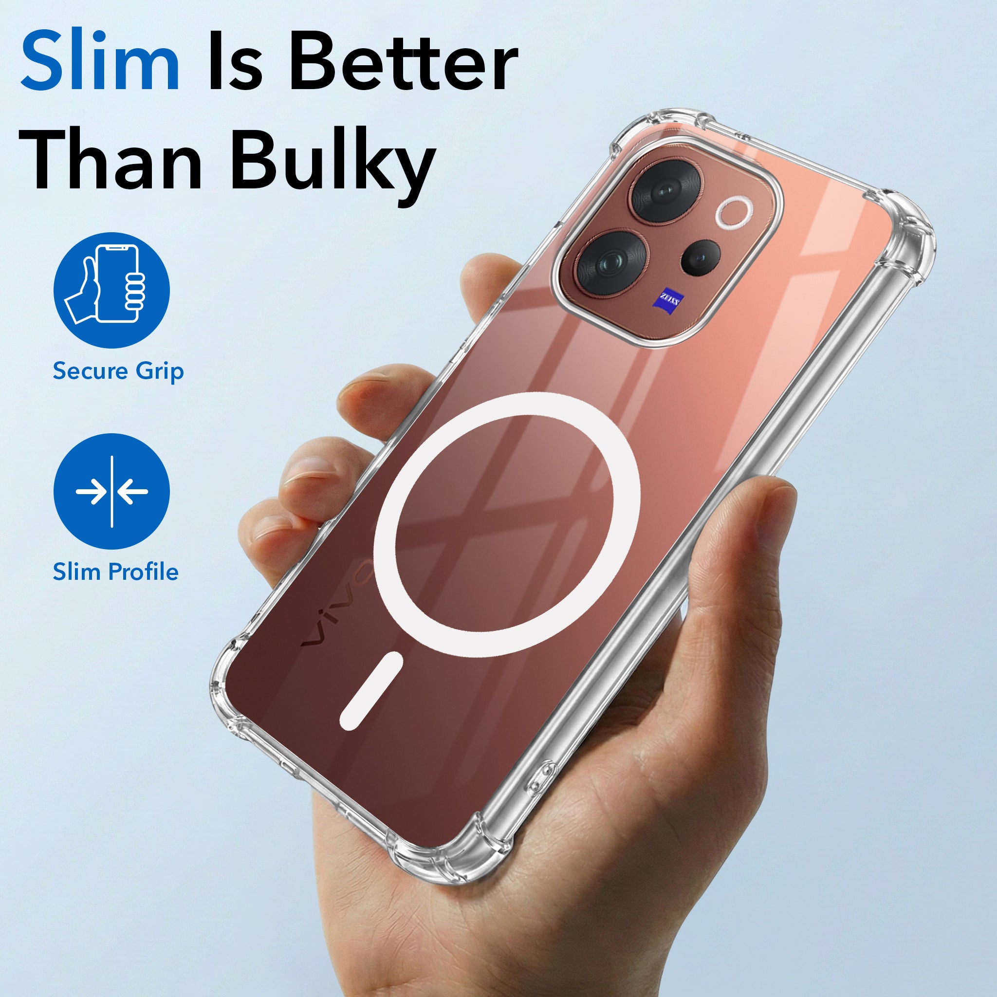 For Vivo V70 | Vivo V70 Elite 5G Back Cover Shockproof Crystal-Clear (Magsafe Wireless Support | Drop & Camera Protection | Hard Polycarbonate)