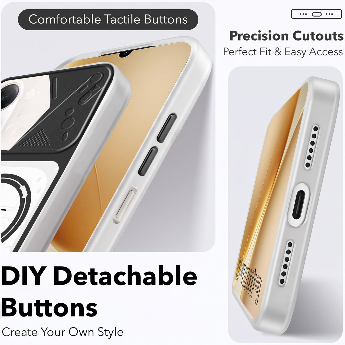 For Vivo iQOO Z11 Lite Metallic Back Cover Case (Metallic Camera Protection & Buttons | Translucent Milky Shade | Hard Polycarbonate)
