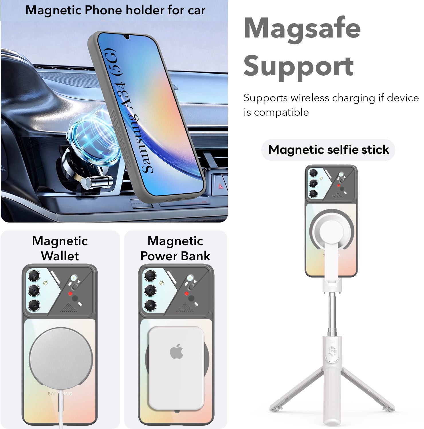For Samsung Galaxy A34 5G Back Cover Case Lifetime Anti-Yellow Clear (Camera Protection | Side Grip | Wireless MagSafe Compatible)