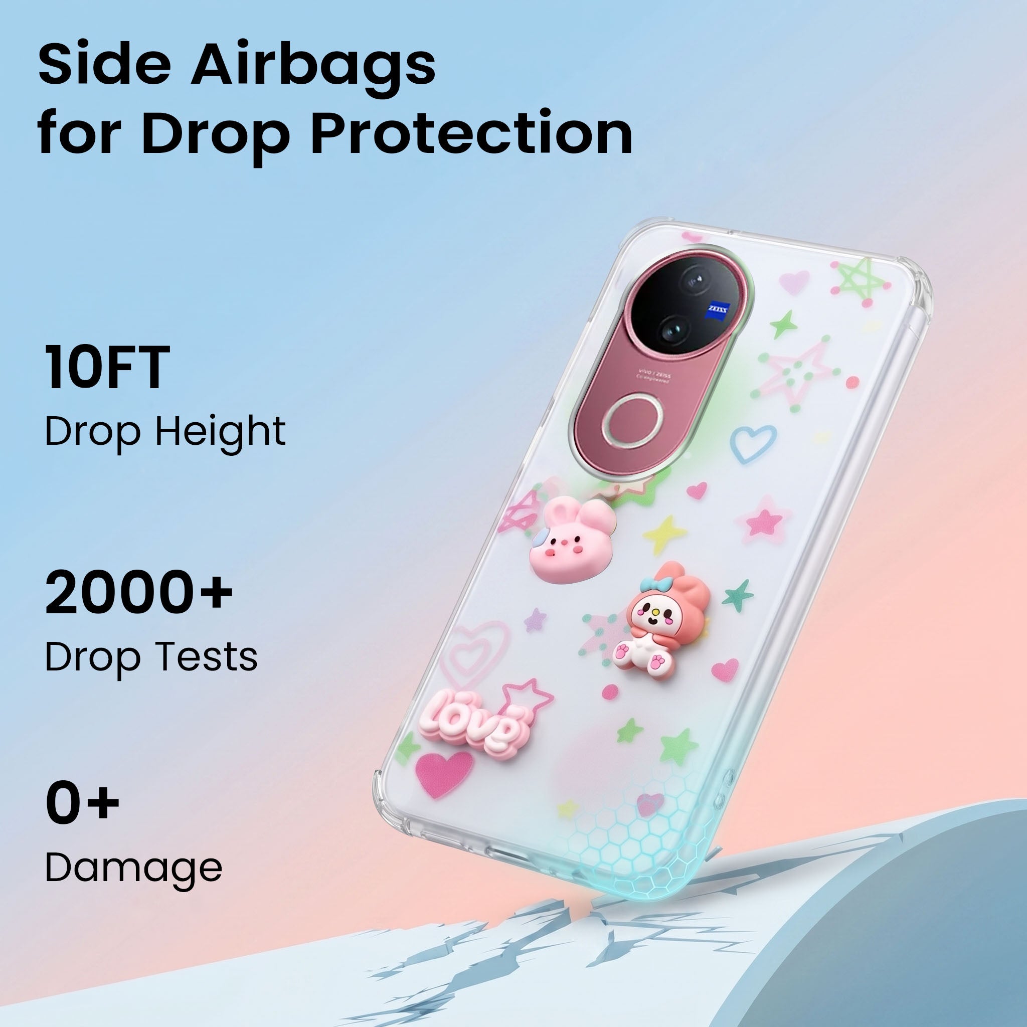 For Vivo V50 | Vivo V50e Back Cover Case (3D Cute Cartoons | Hard Back Side Soft | Matte Premium Finish | HD Printing)