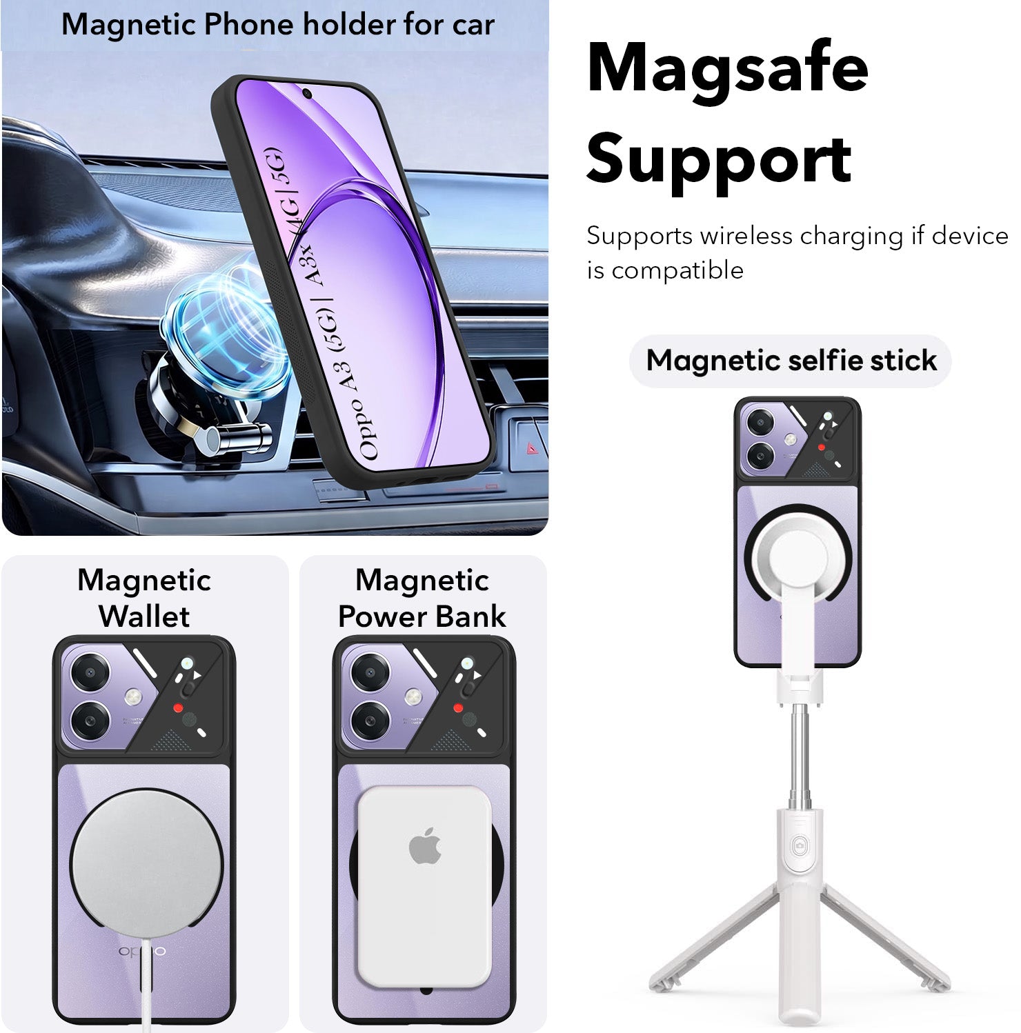 For Oppo A3X (4G/5G) | Oppo A3 5G Back Cover Case Lifetime Anti-Yellow Clear (Camera Protection | Side Grip | Wireless MagSafe Compatible)