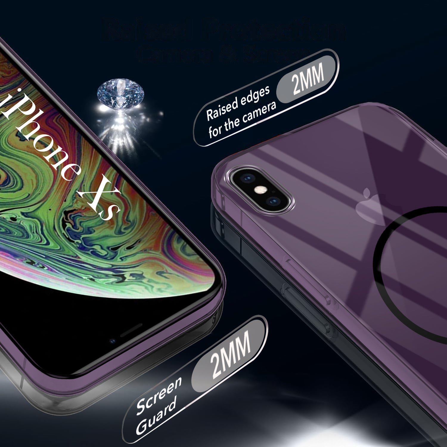 For Apple iPhone Xs Back Cover Case (Crystal Clear Case | MagSafe Wireless Charging Support | Hard Anti Yellow | Camera Protection Bump)