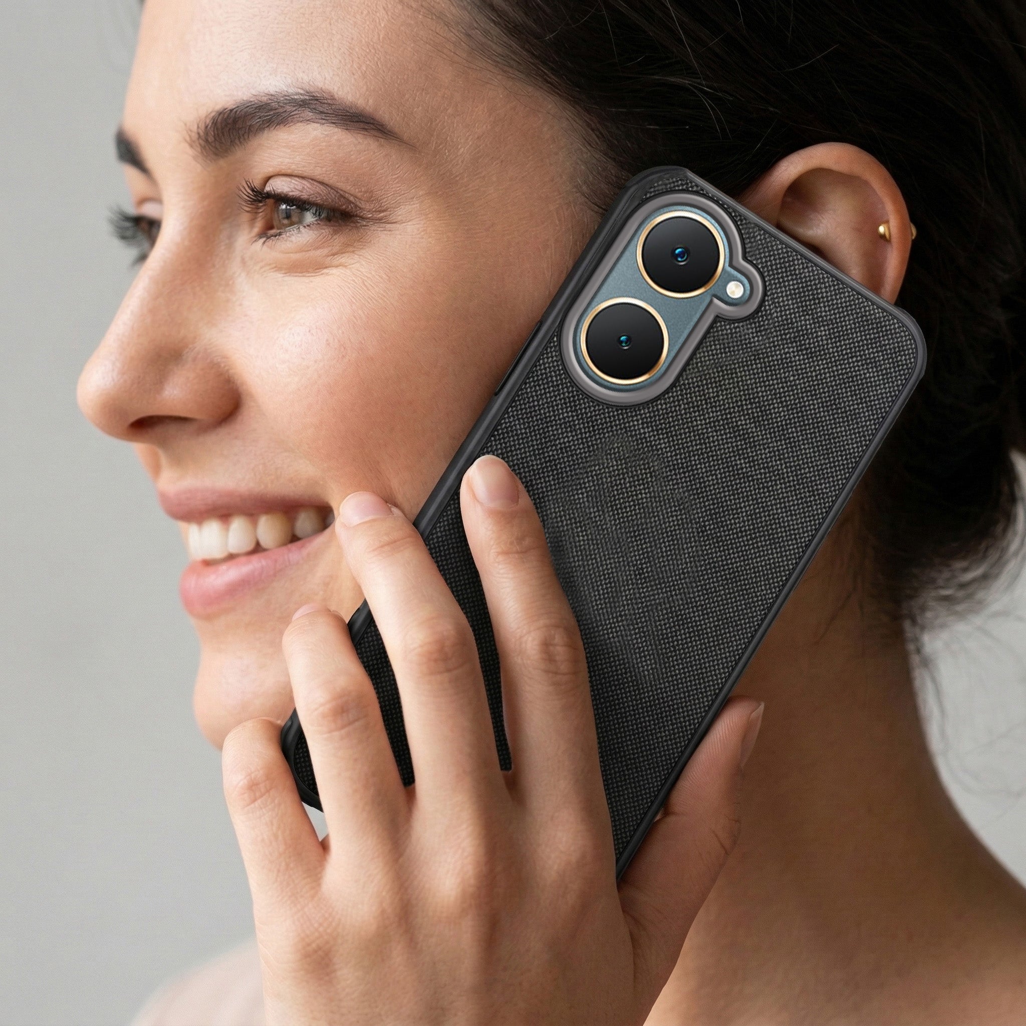 For Vivo Y18 | Y18e | Y03 | Y18i | Y18t Combo (Textured Grip Design | Micro-Fiber Cloth Inside | Oleophobic Coating Screen Glass)