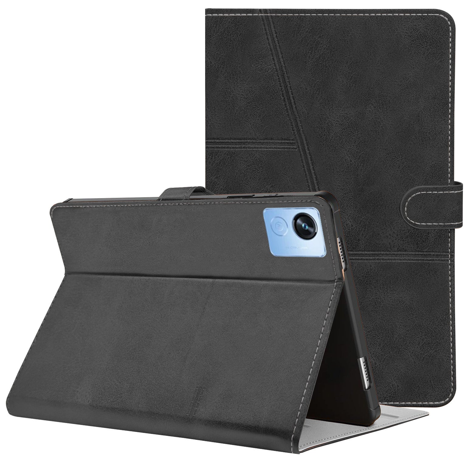 For Realme Pad X 10.95 Inch RMP2107/P2108 Flip Cover Folio Case (PU Leather | Multi-Angle Smart Stand | Card Storage Slots | Silicone Back Pouch)