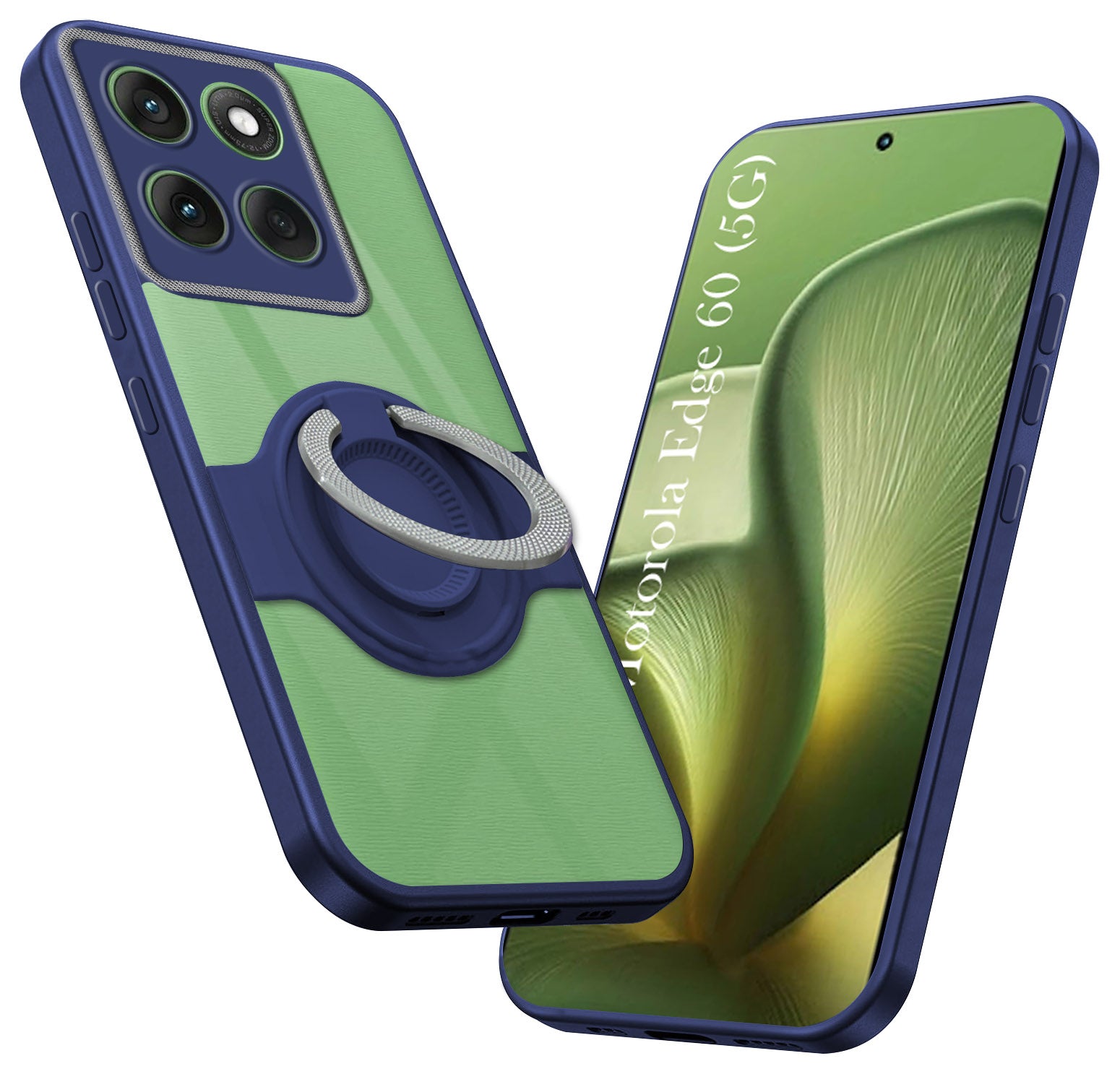 For Motorola Moto Edge 60 Back Cover Case with stand (Built-in Ring Holder Kickstand | Lifetime Anti Yellow | Camera Protection)