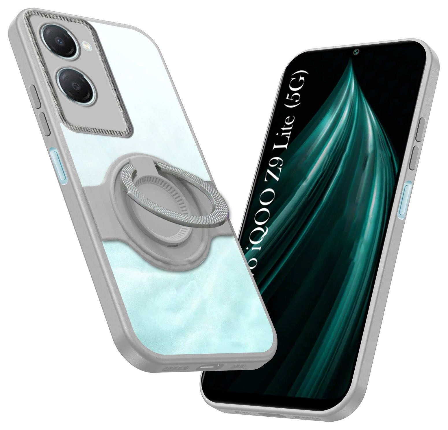For Vivo iQOO Z9 Lite Back Cover Case with stand (Built-in Ring Holder Kickstand | Lifetime Anti Yellow | Camera Protection)