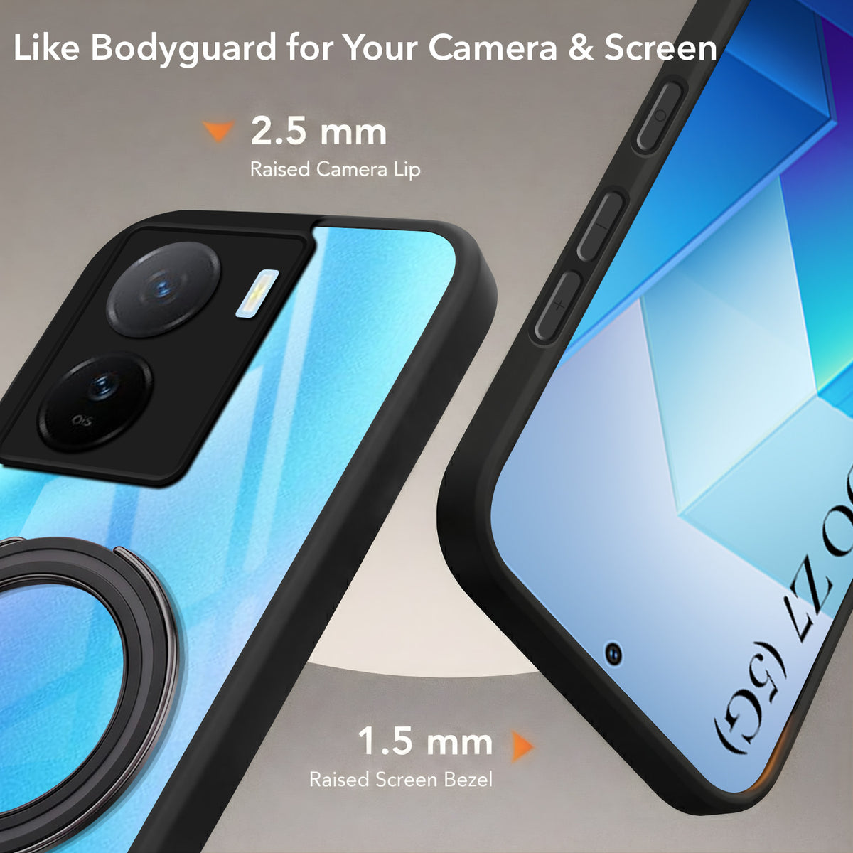 For Vivo IQOO Z7 5G Back Cover Case (Kick Stand Ring Holder | Life time Anti Yellow | Camera Protection)