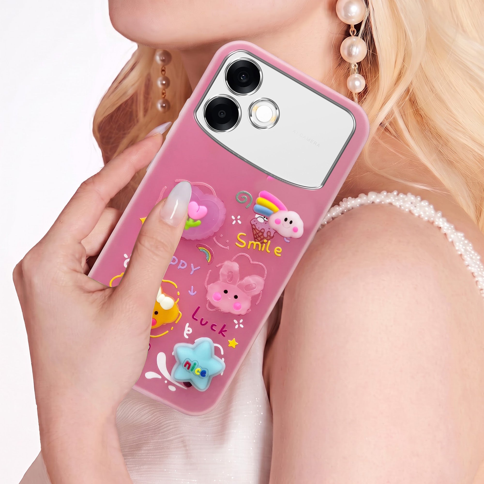 For Oppo F33 Pro 5G Back Cover Case (3D Cute Cartoons | Hard Back Side Soft | Matte Premium Finish | HD Printing)