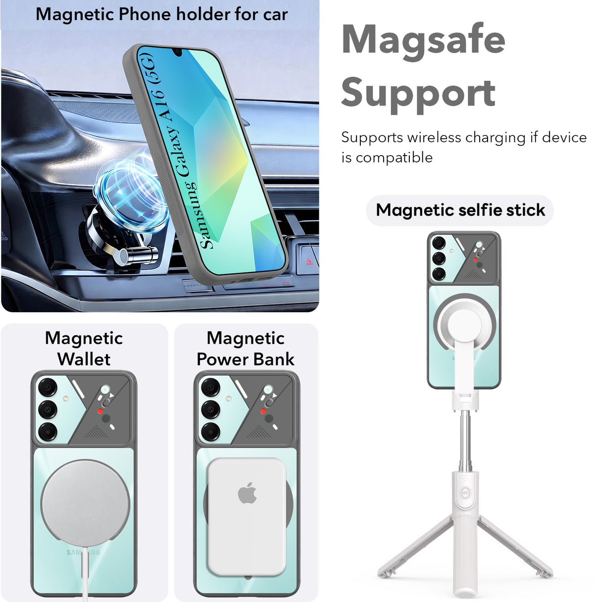 For Samsung Galaxy A16 5G Back Cover Case Lifetime Anti-Yellow Clear (Camera Protection | Side Grip | Wireless MagSafe Compatible)