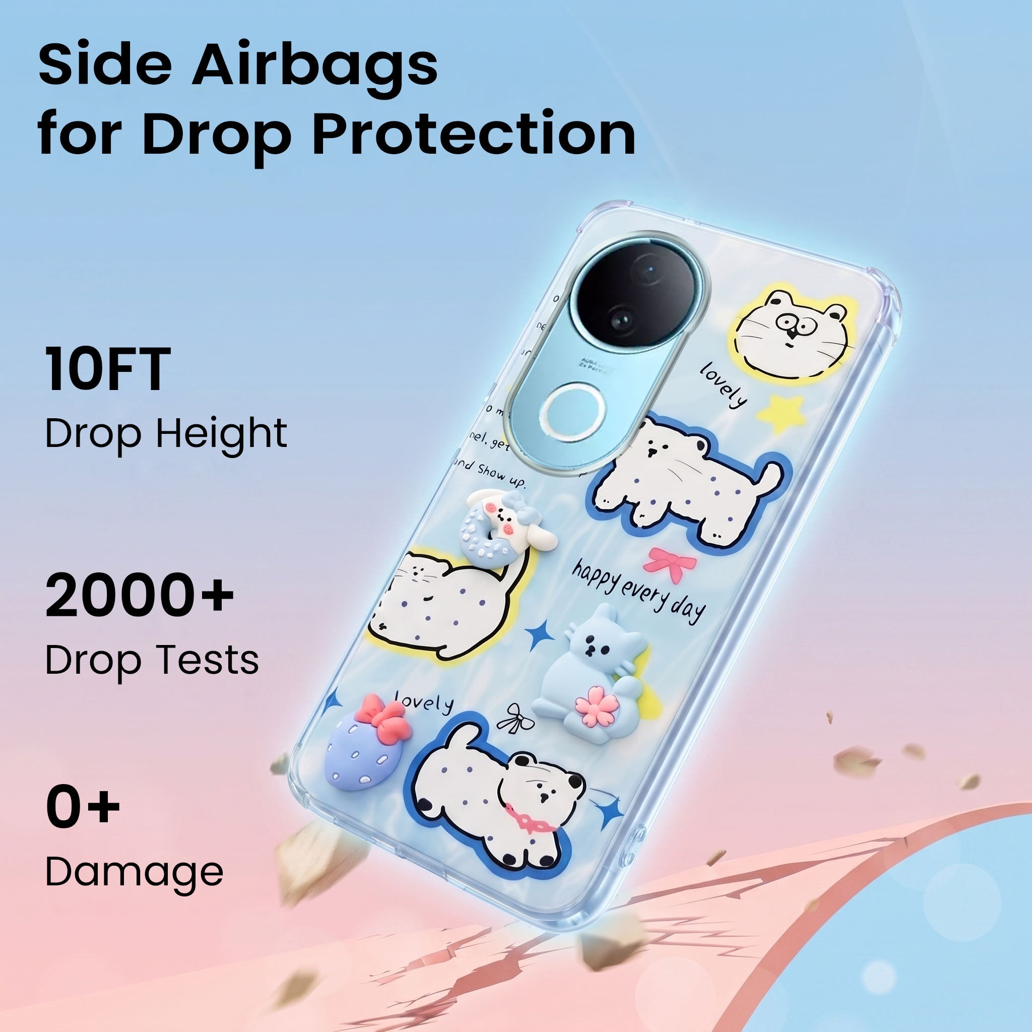 For Vivo iQOO Z10R Back Cover Case (3D Cute Cartoons | Hard Back Side Soft | Matte Premium Finish | HD Printing)
