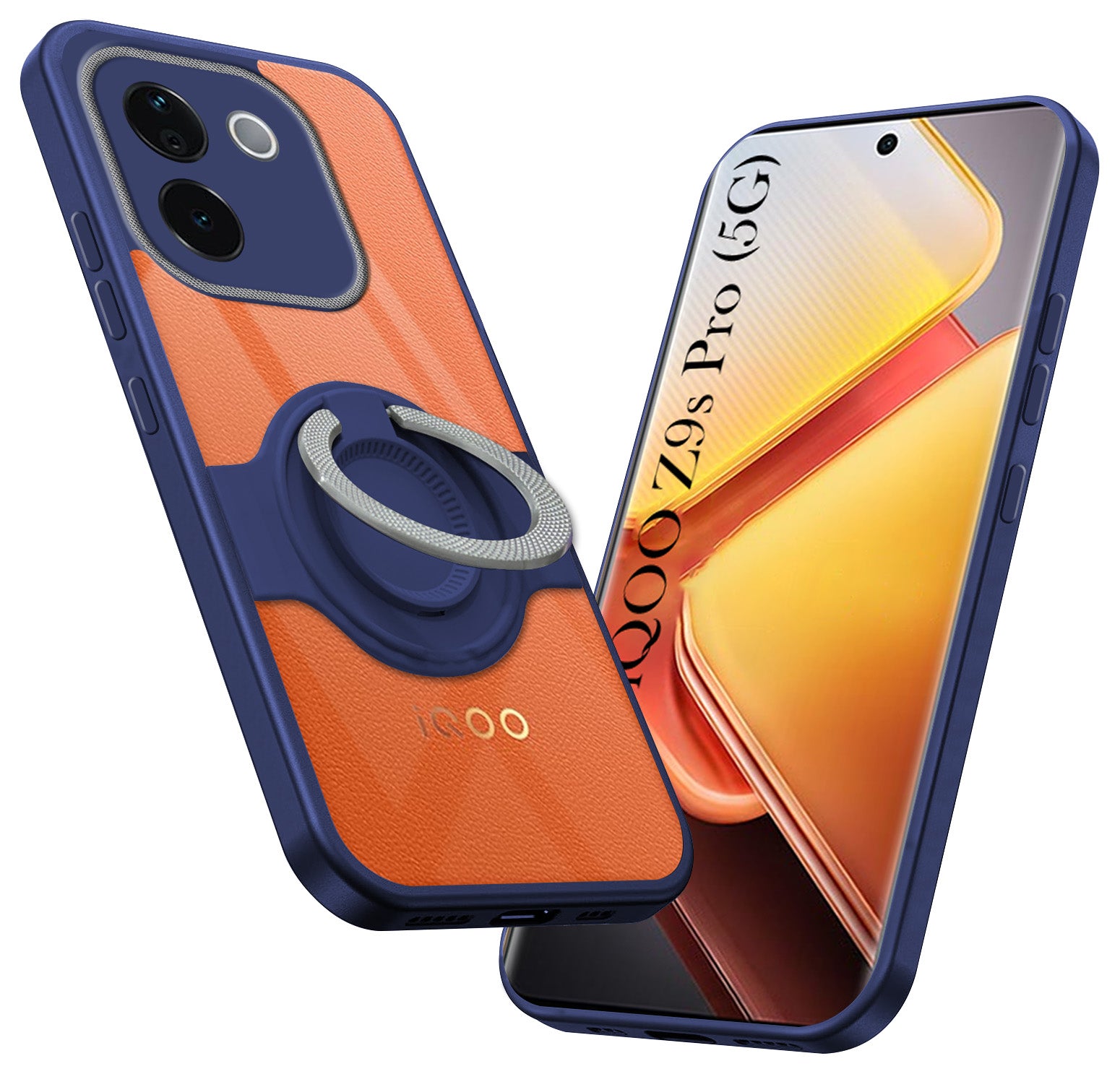 For Vivo iQOO Z9s Pro Back Cover Case with stand (Built-in Ring Holder Kickstand | Lifetime Anti Yellow | Camera Protection)