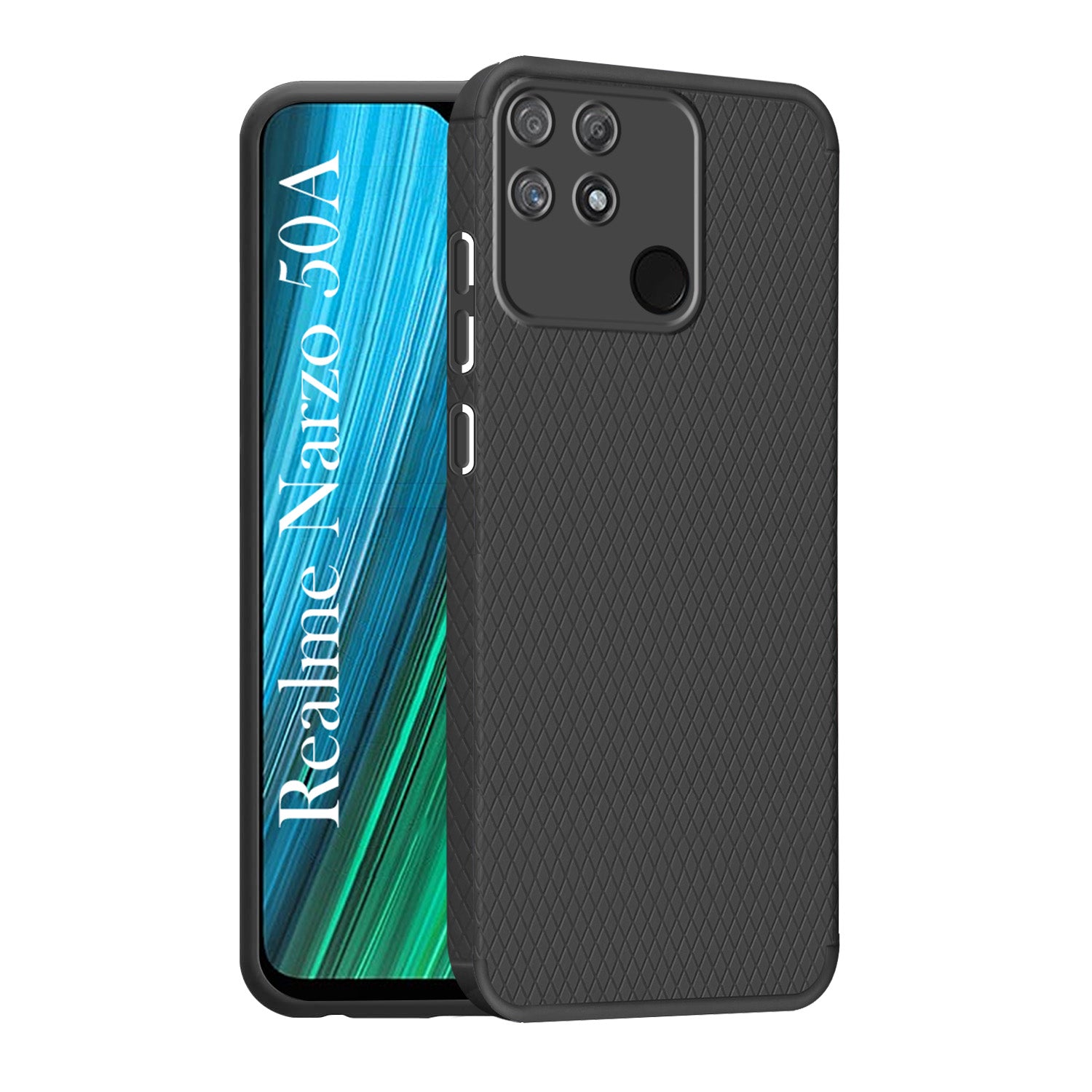 For Realme Narzo 50A Back Cover Case Liquid Silicone (Camera Protection | Side Grip Texture | Soft and Flexible)