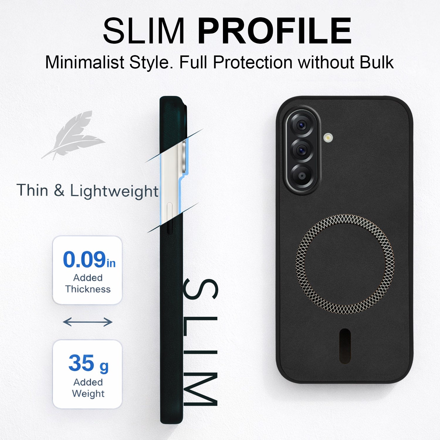 For Samsung Galaxy M56 | Samsung Galaxy F56 Back Cover Case Leather Finish (MagSafe Compatible Wireless Charging | Soft Touch | Camera Bump Protection)