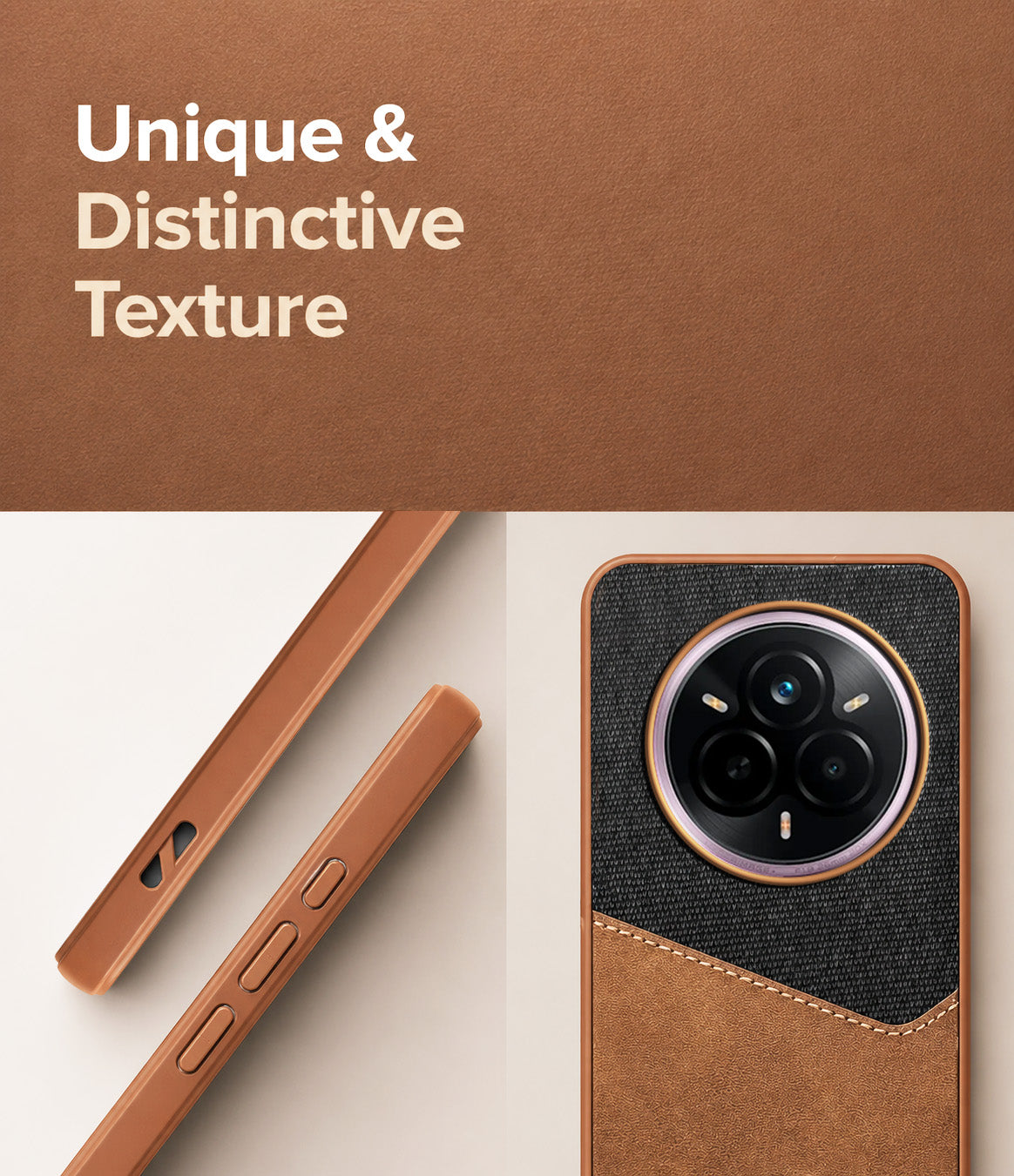 For Realme 14 Pro Back Cover Case (Dual PU Leather Stitch | Professional Minimalist | Soft and Flexible)