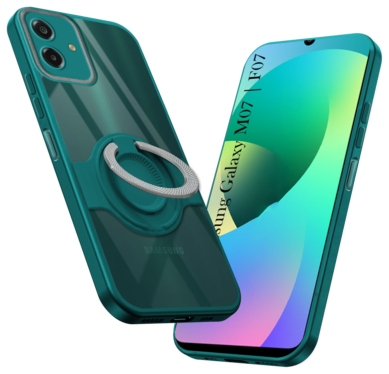 For Samsung Galaxy M07 | Samsung Galaxy F07 Back Cover Case with stand (Built-in Ring Holder Kickstand | Lifetime Anti Yellow | Camera Protection)