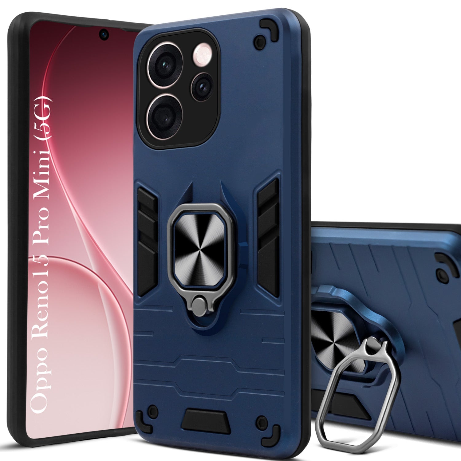 For Oppo Reno15 Pro Mini 5G | Oppo Reno 15 Pro Mini 5G Back Cover Case Hybrid Armor (Shockproof Dual Layer Polycarbonate |Ring Holder Kickstand)