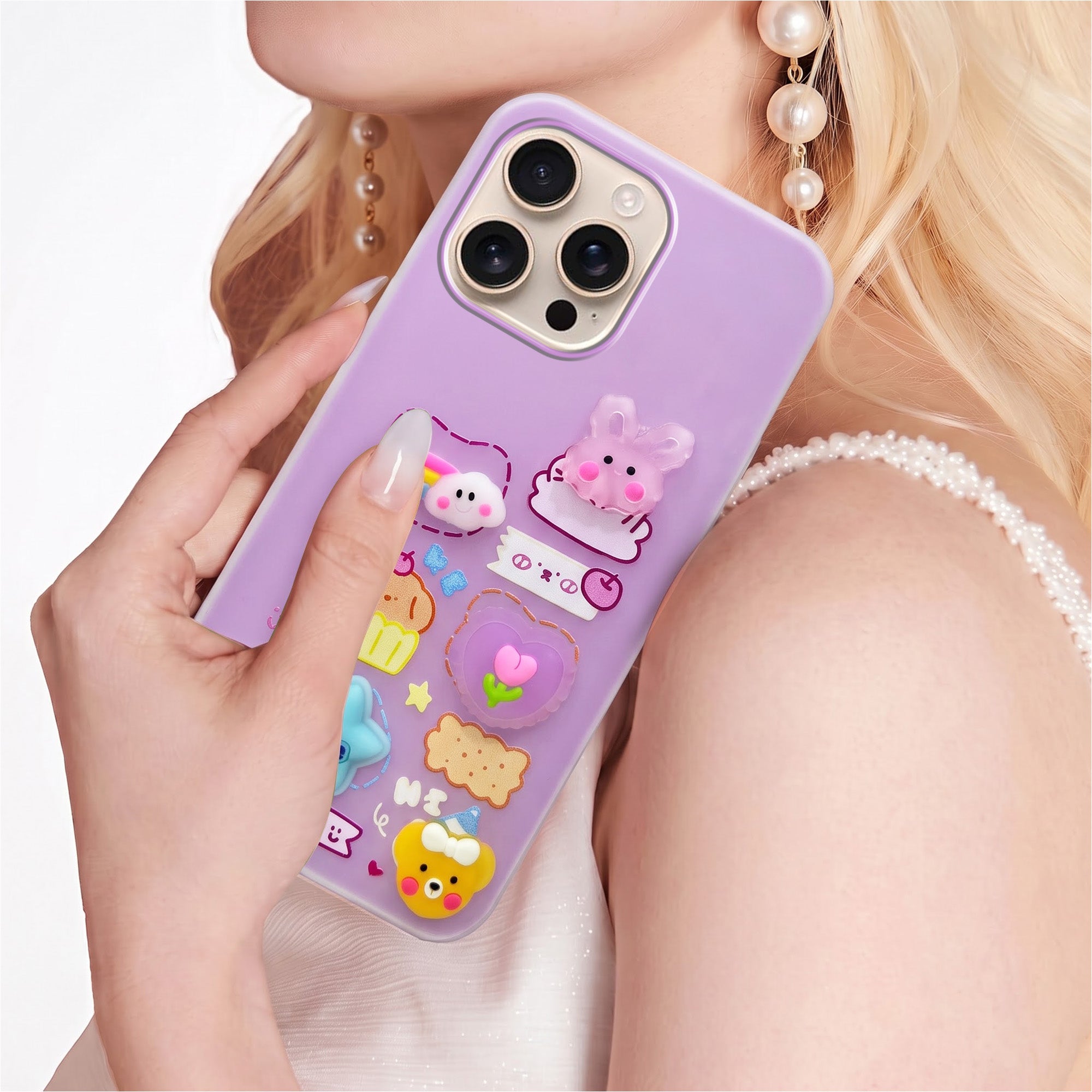For Apple iPhone 16 Pro Max Back Cover Case (3D Cute Cartoons | Hard Back Side Soft | Matte Premium Finish | HD Printing)