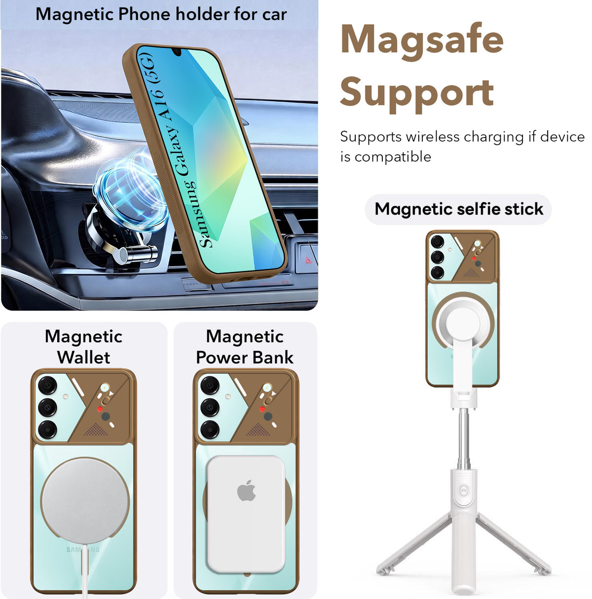 For Samsung Galaxy A16 5G Back Cover Case Lifetime Anti-Yellow Clear (Camera Protection | Side Grip | Wireless MagSafe Compatible)