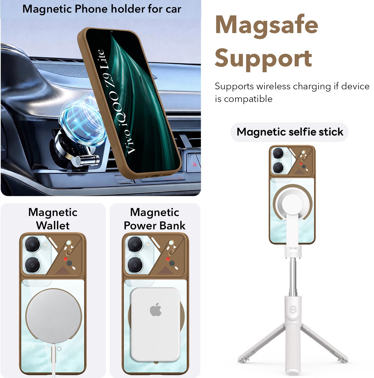 For Vivo iQOO Z9 Lite 5G Back Cover Case Lifetime Anti-Yellow Clear (Camera Protection | Side Grip | Wireless MagSafe Compatible)