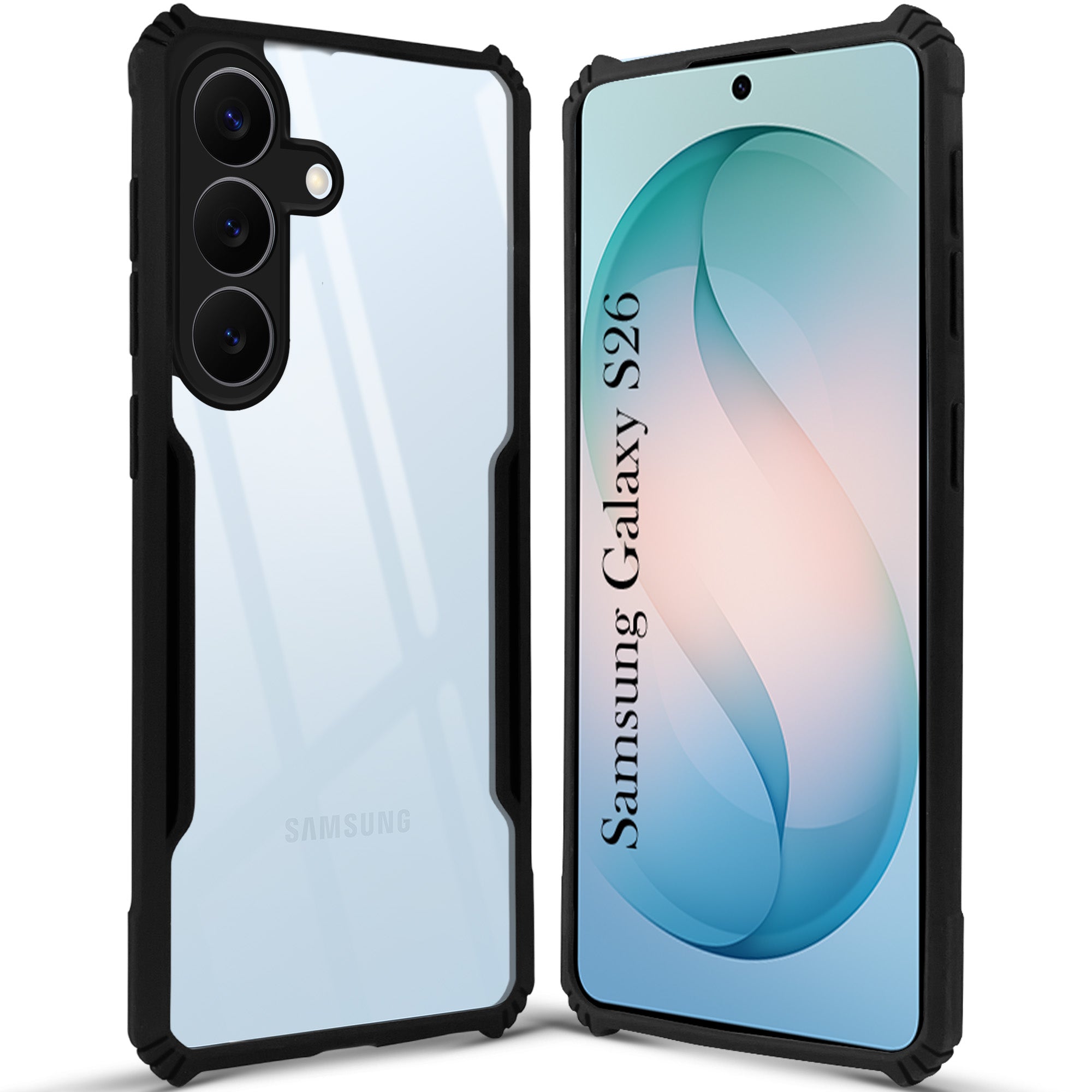 For Samsung Galaxy S26 5G Back Cover Case Hybrid (Shockproof with Polycarbonate Clear Panel | Professional Black)