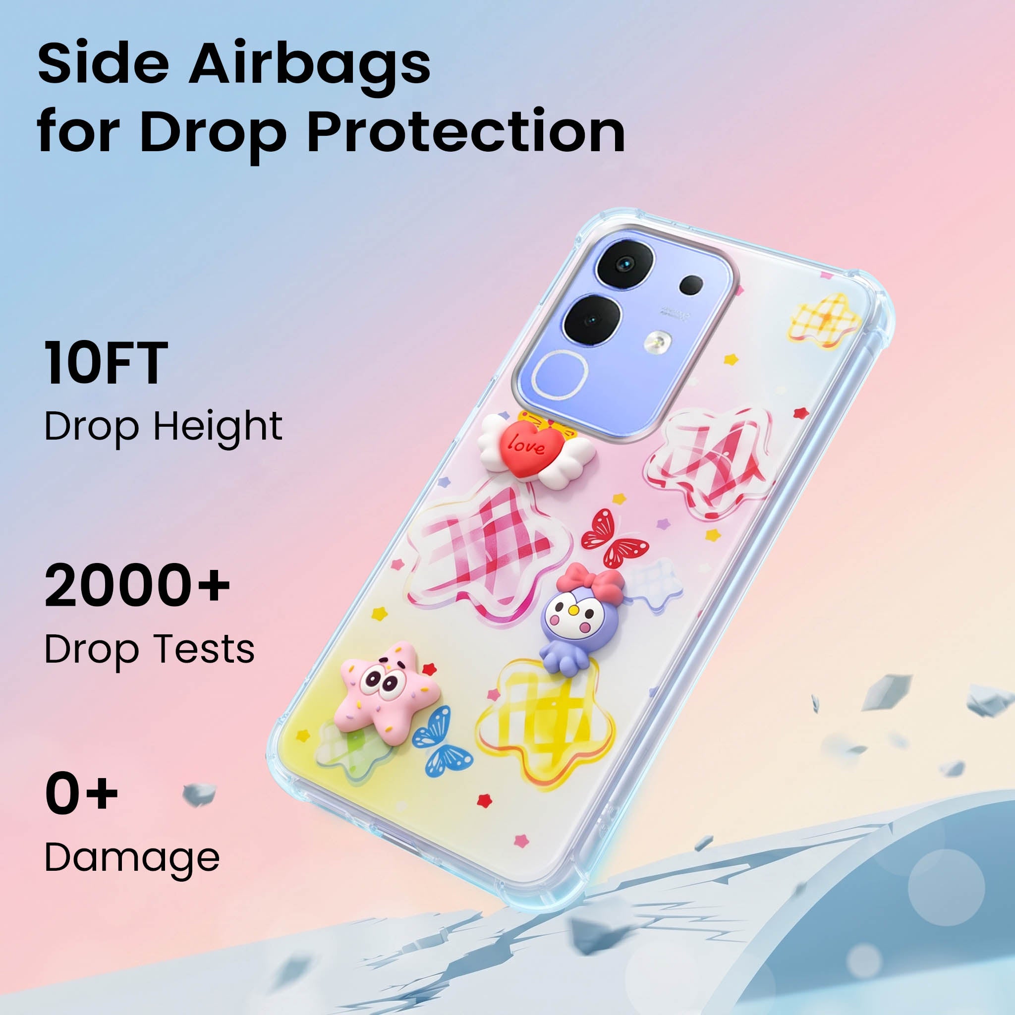 For Vivo iQOO Z10x Back Cover Case (3D Cute Cartoons | Hard Back Side Soft | Matte Premium Finish | HD Printing)