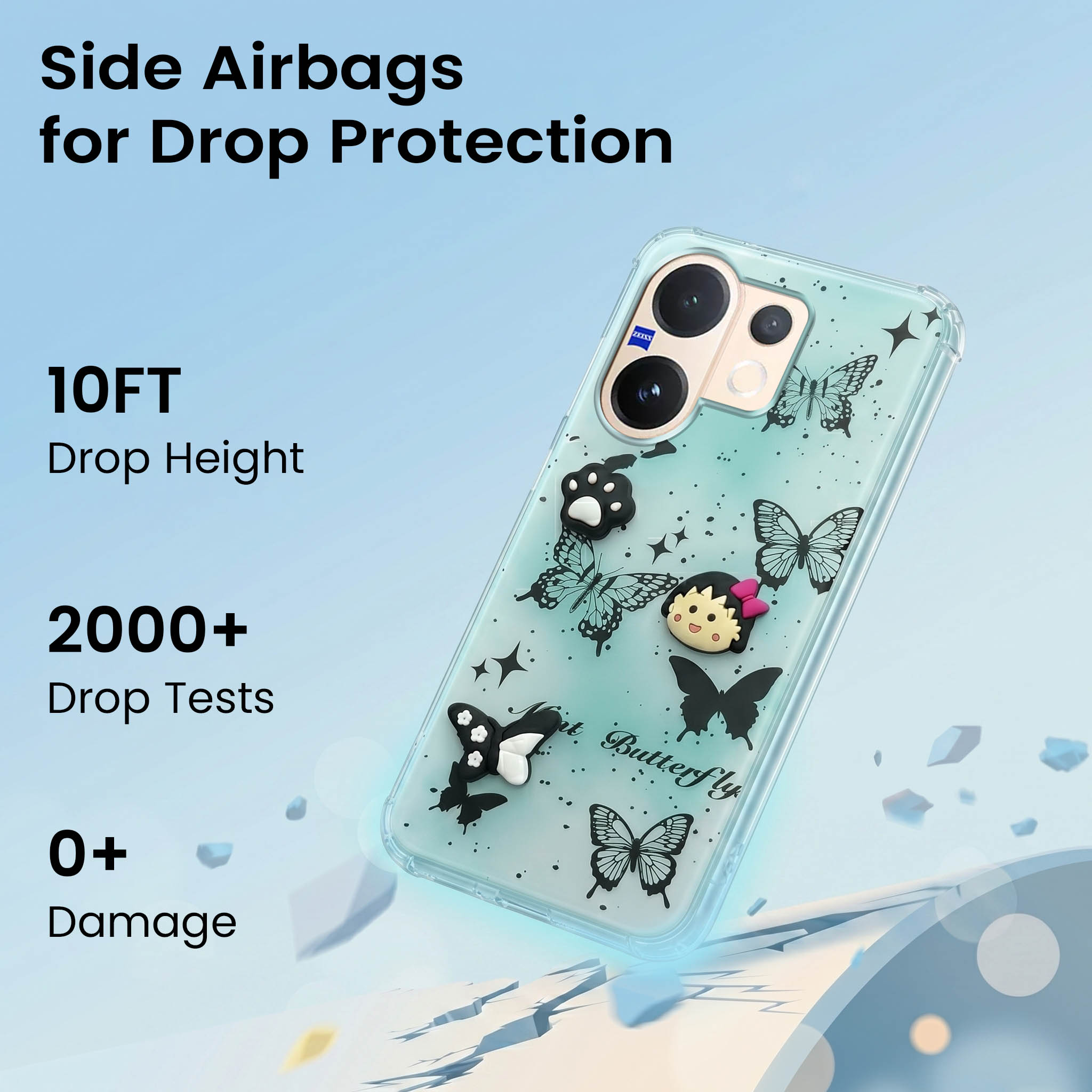 For Vivo V60 | Vivo T4 Pro Back Cover Case (3D Cute Cartoons | Hard Back Side Soft | Matte Premium Finish | HD Printing)