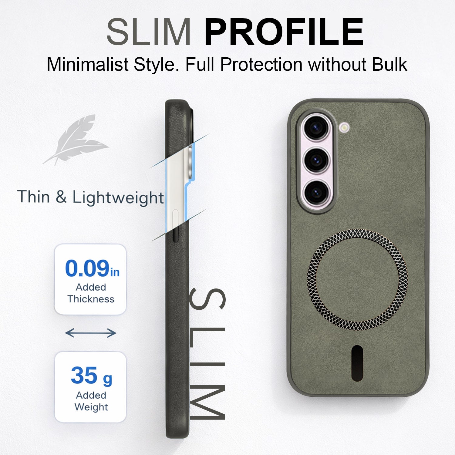 For Samsung Galaxy S23 5G Back Cover Case (Sleek Leather Finish | MagSafe Compatible Wireless Charging | Camera Bump Protection)